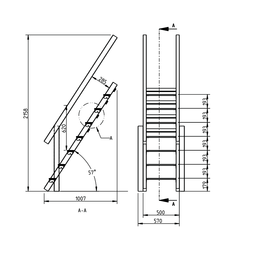 Treppe-mit-Handlauf-150-cm Treppe mit Handlauf für kleine Kinder Kiefer imprägniert für Podesthöhe 150 cm