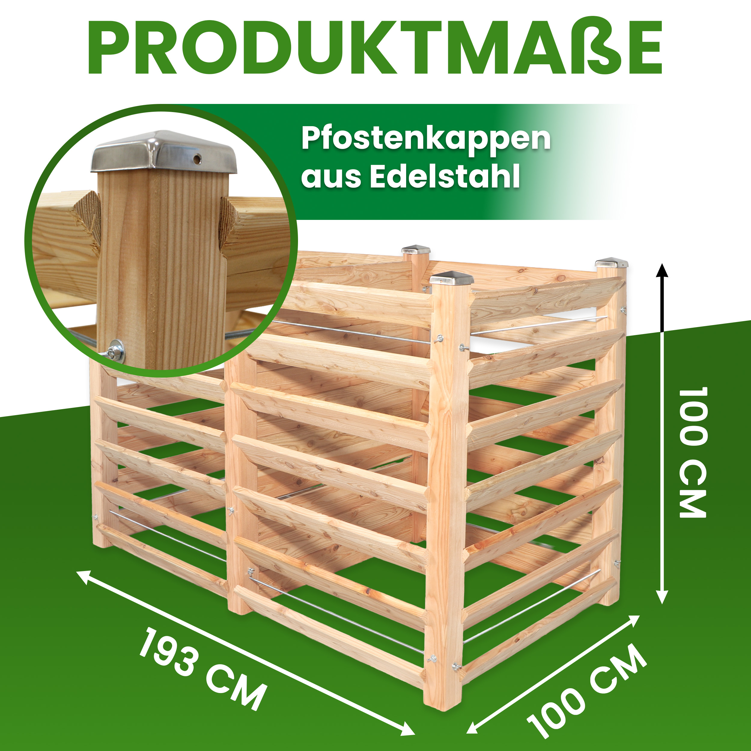 Komposter Duo aus Lärchenholz 100x193xH100 cm