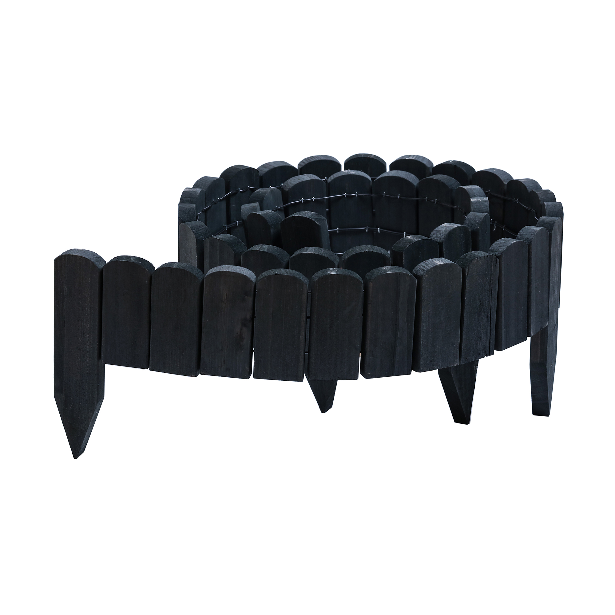 RIE6020-A Holzzaun Gartenumzäunung Tanne Farbe Anthrazit Rollbar