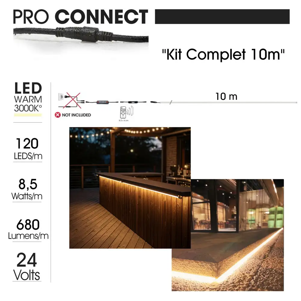 Set 10 m LED Streifen mit 24V 100W Trafo und Fernbedienung