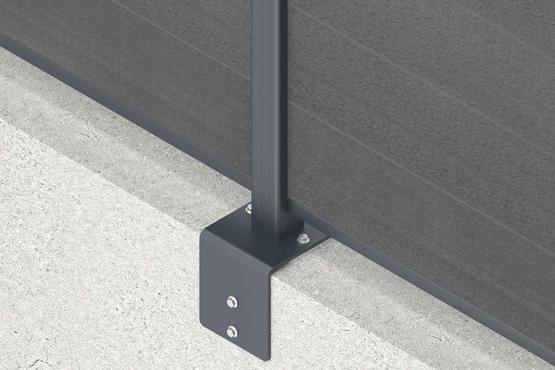 Pfostentraeger-mit-Maueradapter_anthrazit Pfostenträger 17x17x20 cm mit Maueradapter anthrazit für WPC-Steckzaun