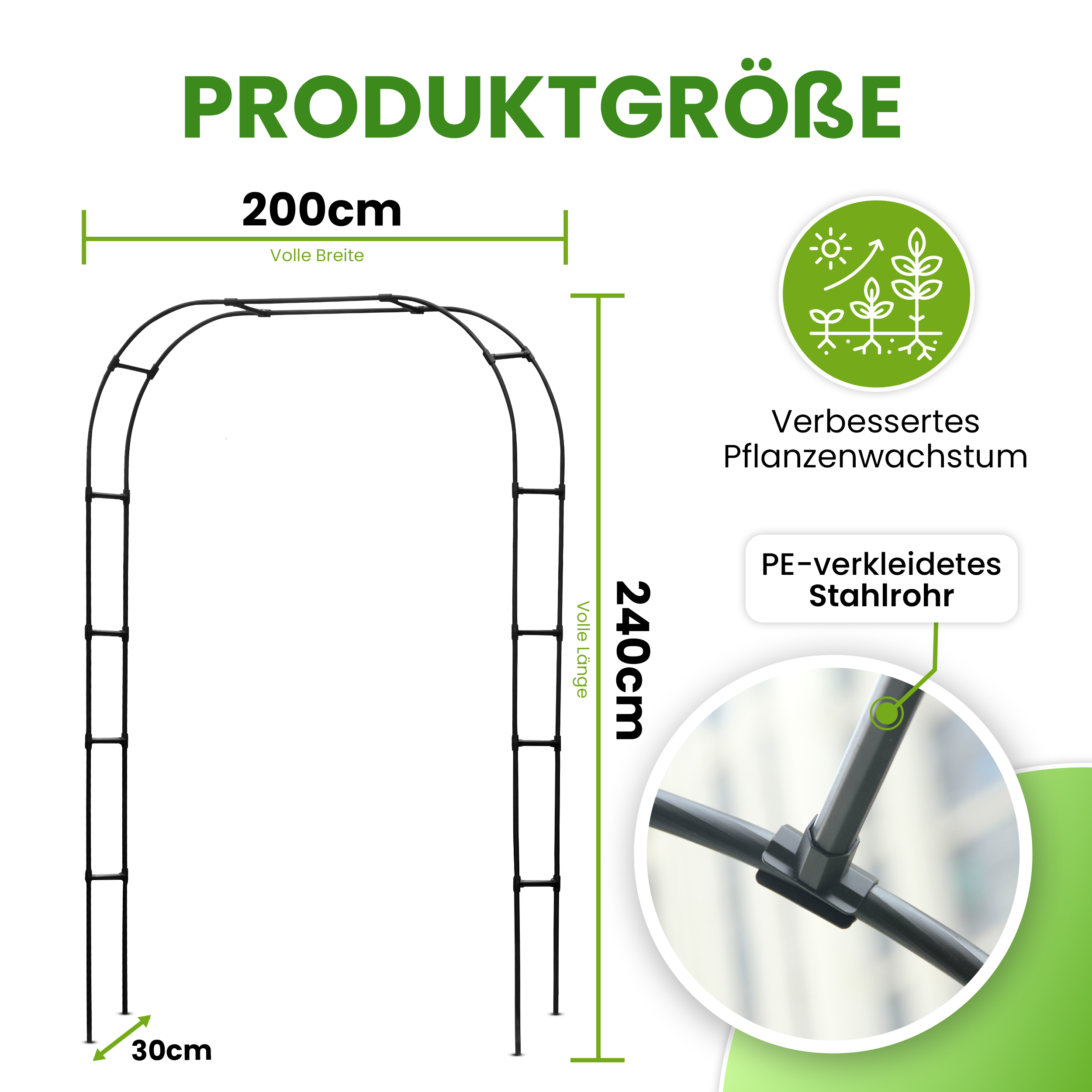 Rosenbogen schwarz Gartendeko Rosenspalier Torbogen Rankhilfe für Kletterpflanzen Rosen
