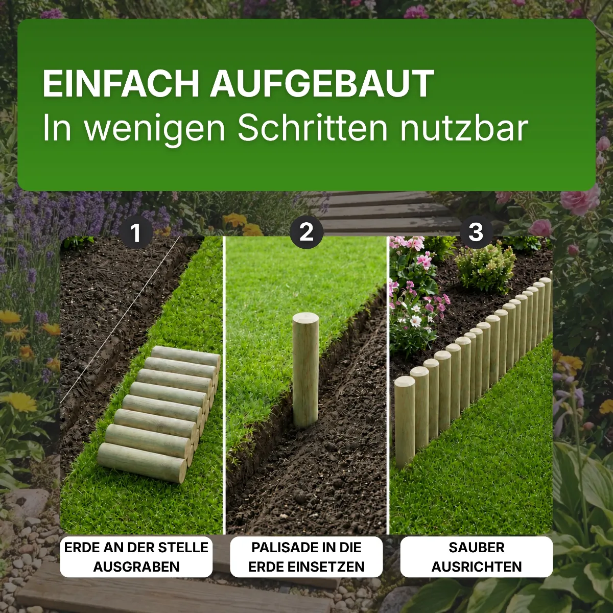 Palisade Ø 8 cm Kiefer imprägniert Rundholz Pfosten