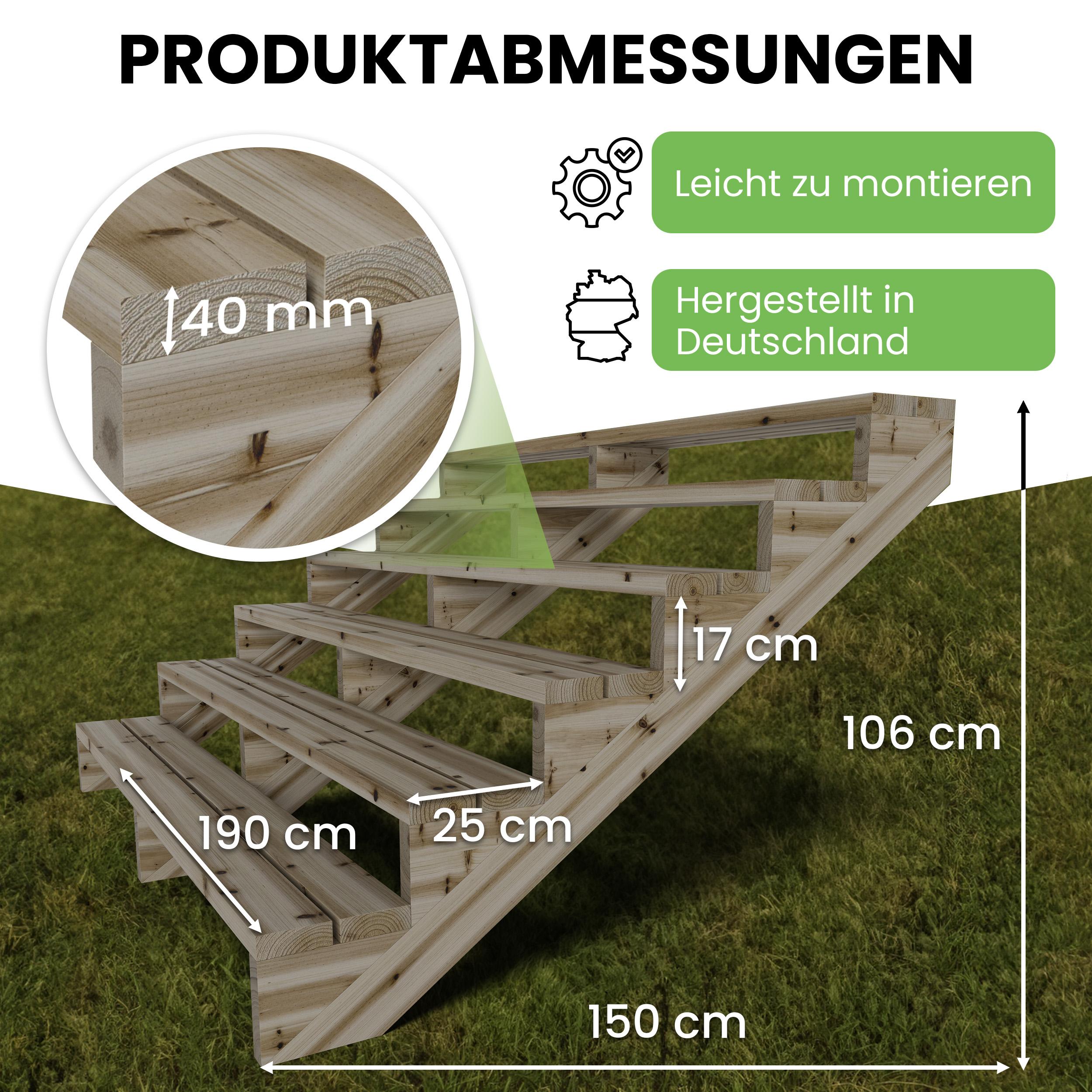 06fnLvkwRhepnDa Terrassentreppe Kiefer kesseldruckimprägniert Treppe mit Stufen Wangentreppe Breite