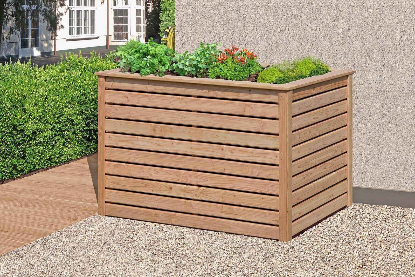 11cSkT7XCpWqLZY Hochbeet L125 x H80 cm aus Lärchenholz 25x70 mm Pflanzkasten Kräuterbeet Garten
