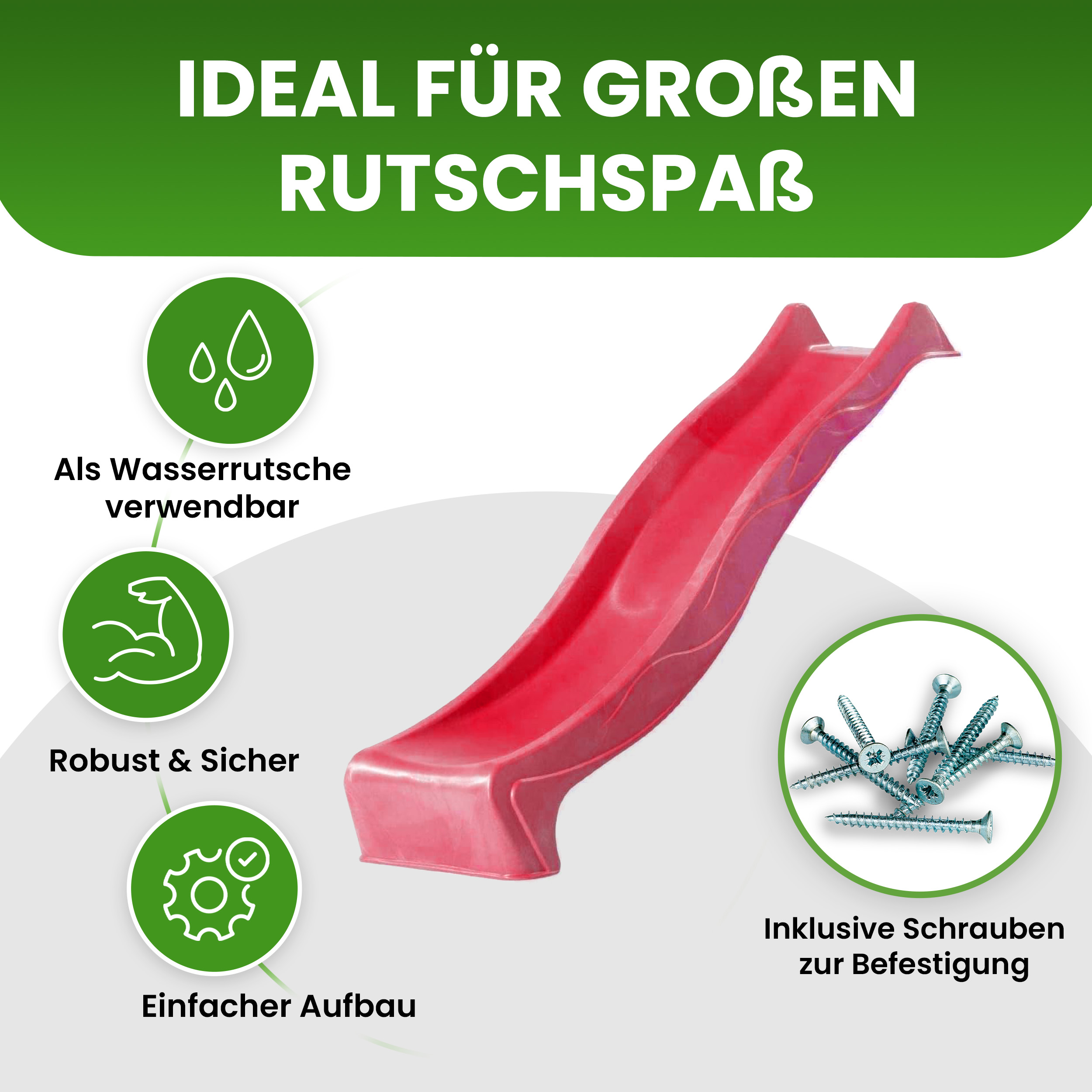 Wellenrutsche 290 cm mit Wasseranschluss Anbaurutsche für Podesthöhe 150 cm für Spielturm oder Schaukel