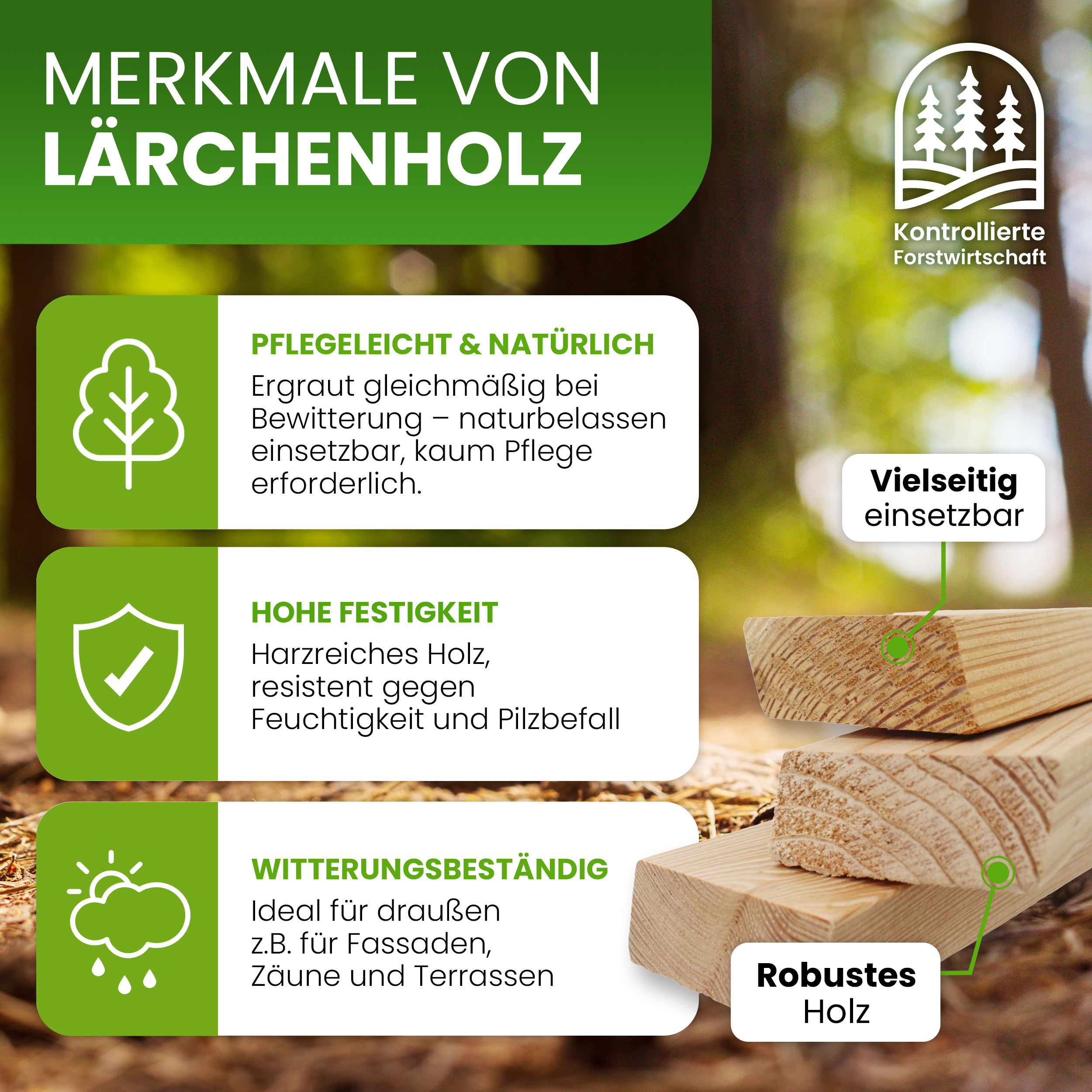 Rhombusleisten 28x68 mm Lärche natur Premium modernes Fassadenprofil