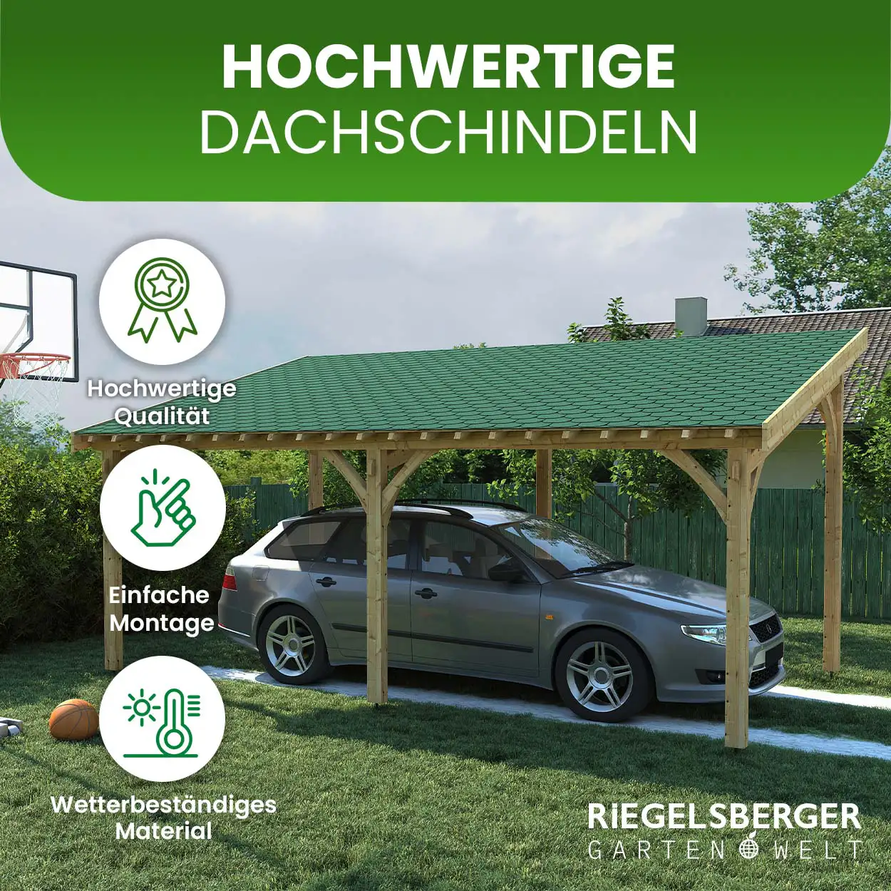 Bitumendachschindeln Dreieck 1 m² für Gartenhaus und Carport