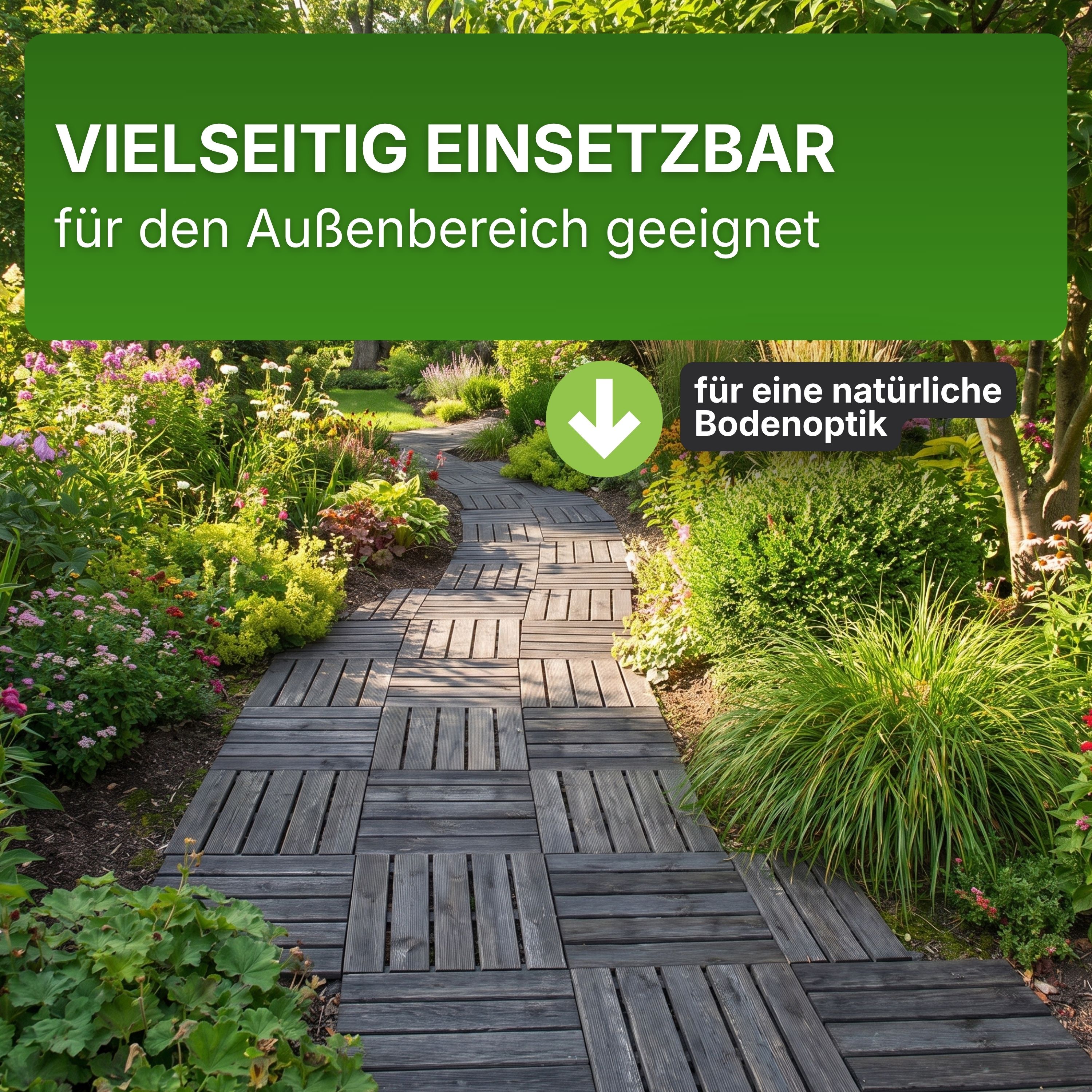 Terrassenfliese aus Kiefernholz GRAU imprägniert 50x50cm Holzfliese Balkonfliese Fliese Terrasse