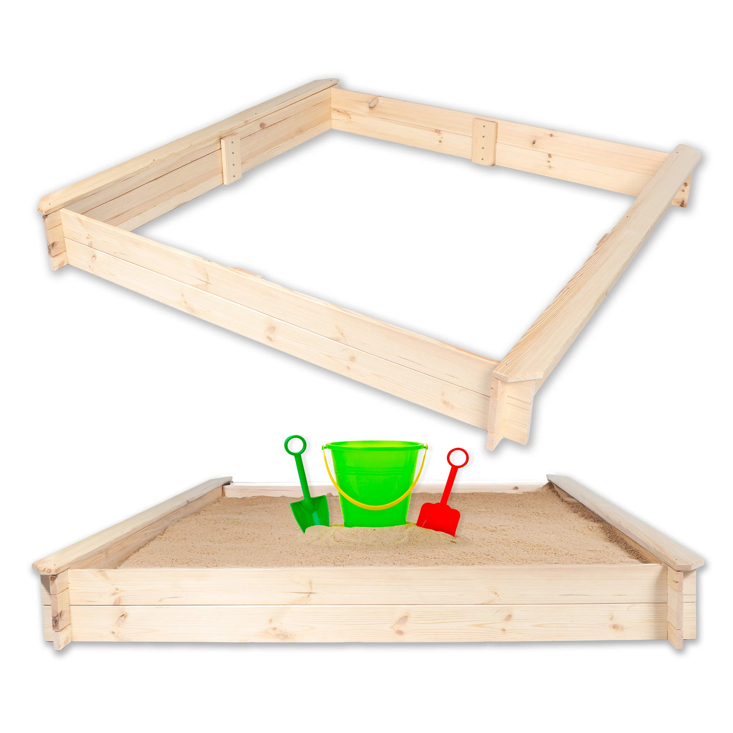 Sandkasten Nicki 147x147 cm Kiefer Naturholz Sandkiste Buddelkiste Spielkasten Sandbox