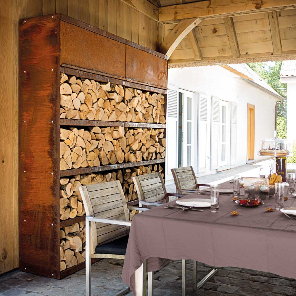 OFYR WOOD STORAGE 100 Rostoptik Lagerregal Holzaufbewahrung