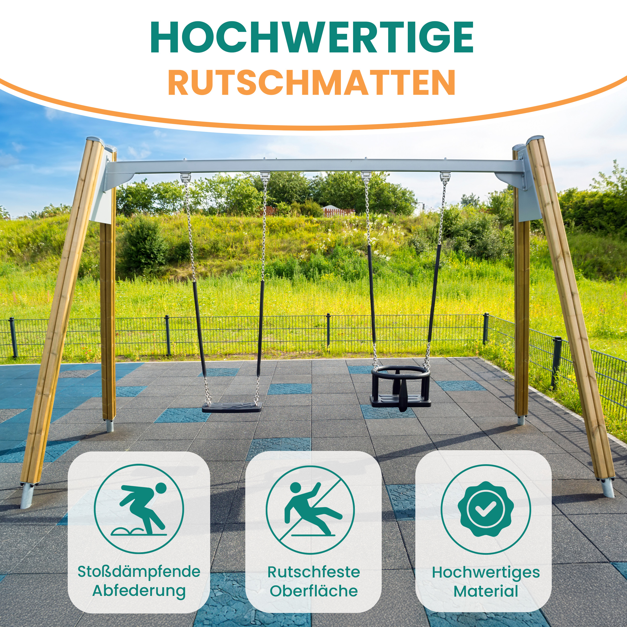 2Y01tfItATPSAy Fallschutzmatte 50x50 cm Gummimatte für Spieltürme Schaukel Rutsche Outdoor
