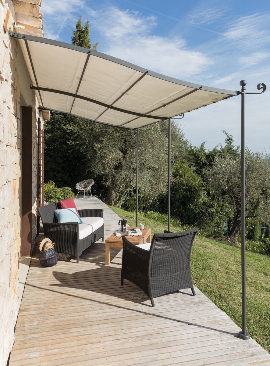solaire_addossata_pergola Unopiu Gebogene Anbaupergola Solaire Überdachung Set Breite 376 cm