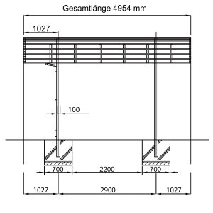 XIM1007_3 XIMAX Aluminium Design-Carport Portoforte Y-Ausführung Typ 60 Edelstahl-Look