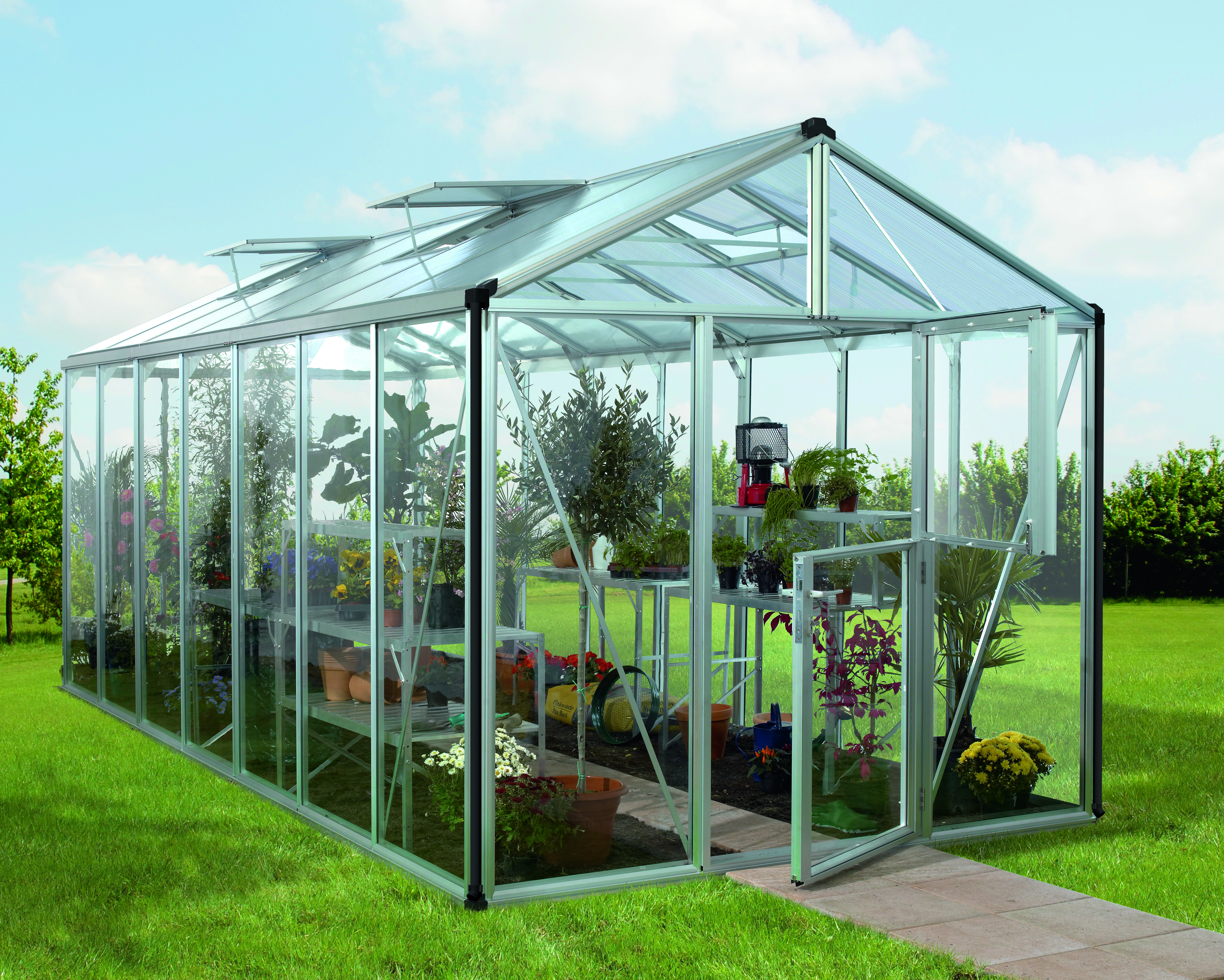 Gewächshaus Zeus 13800 ESG 3mm u. HKP 10mm, alu