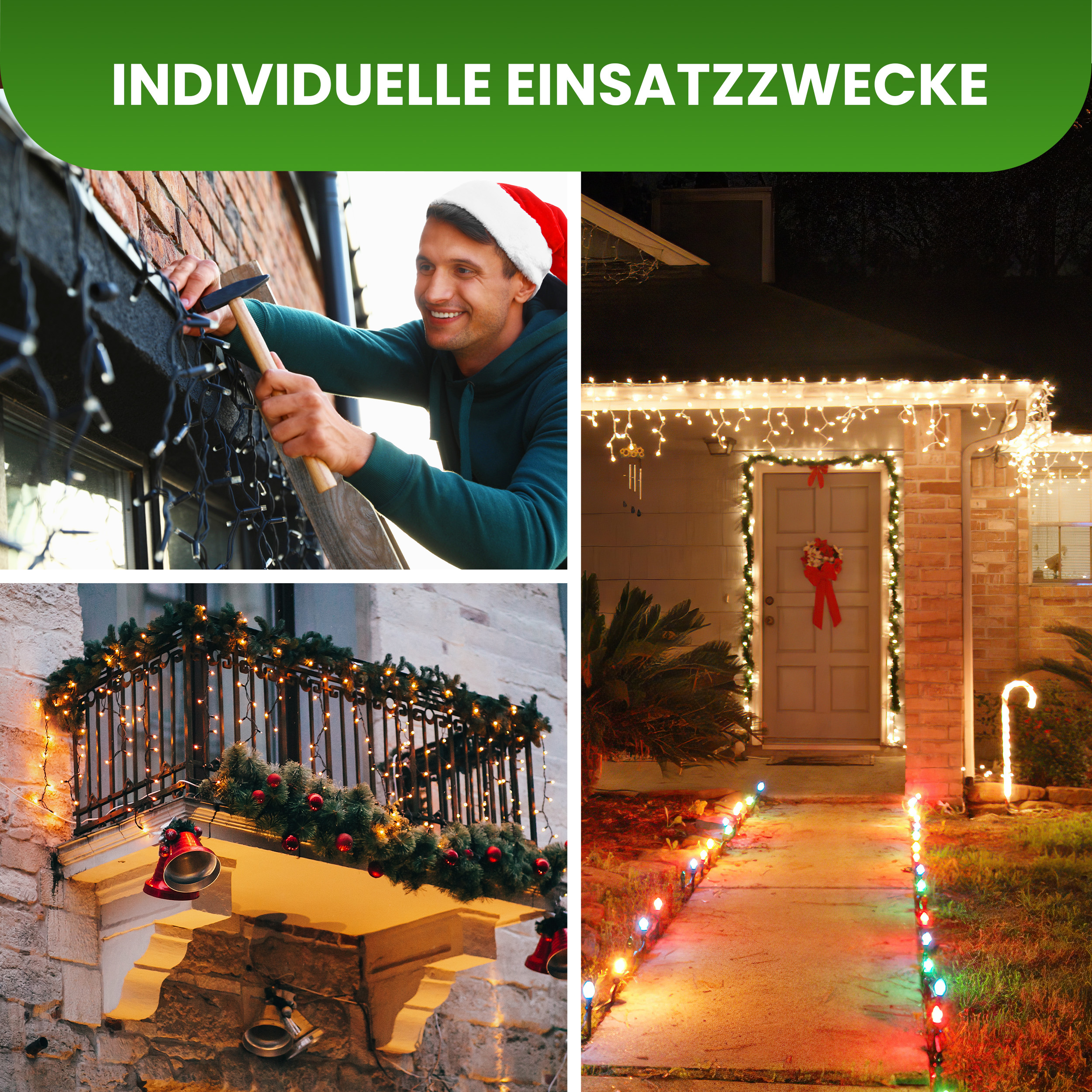 PRO CONNECT Eisregen-Lichterkette 3 m 60 LED warmweiß - IP44 für innen & außen