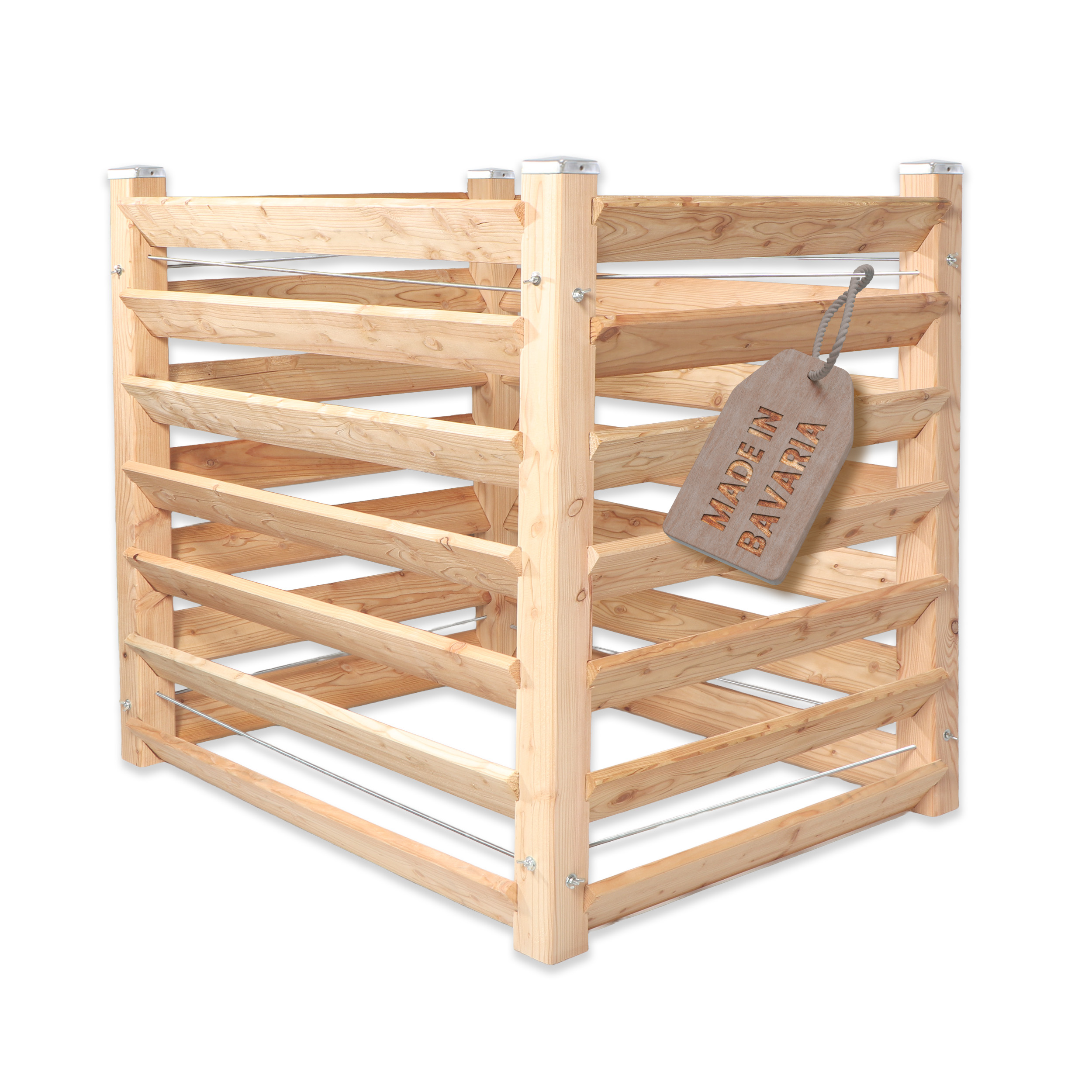 Moderner Komposter Single 100x120xH100 cm aus Lärchenholz Massivholz Steckkomposter Kompostsilo Holzkomposter