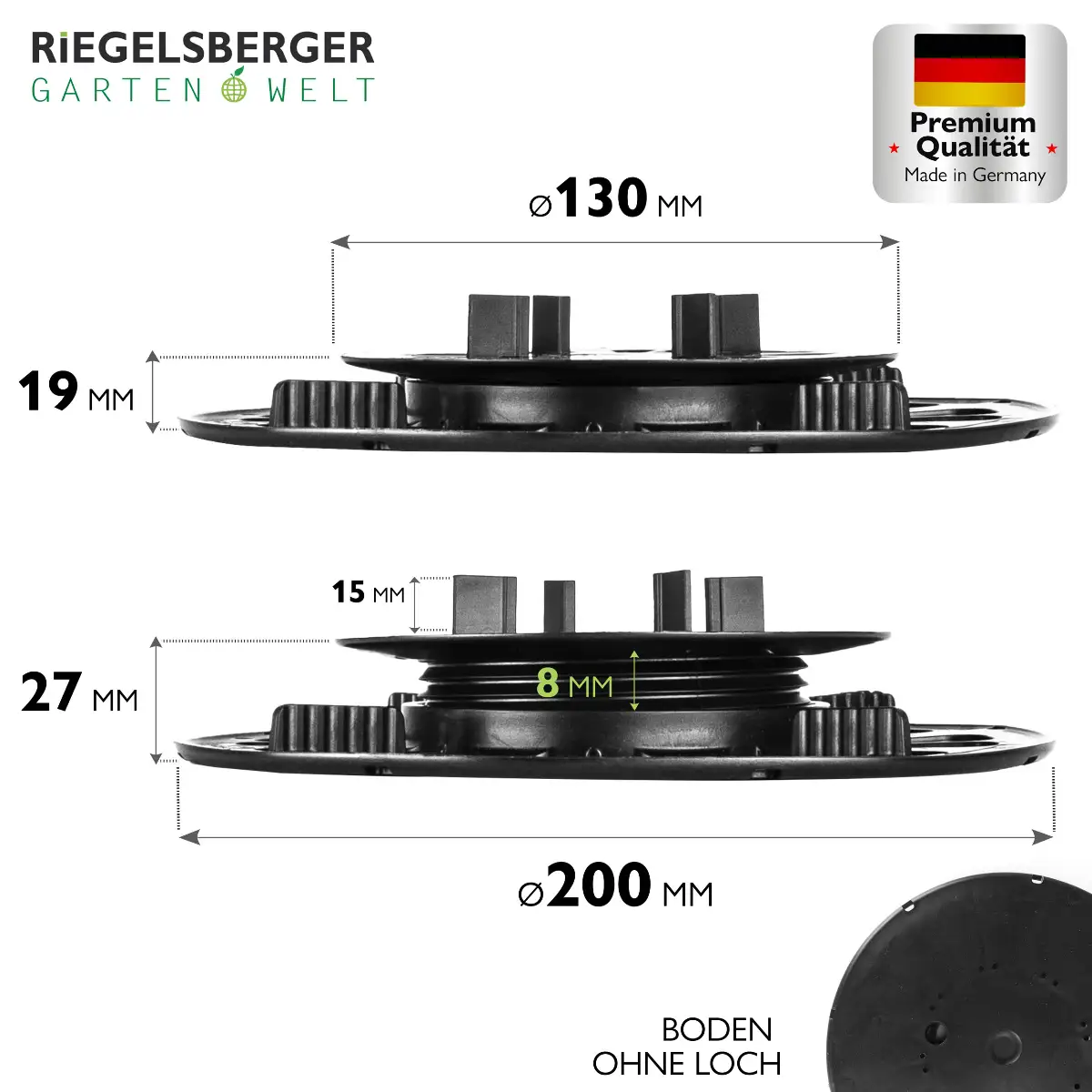 Plattenlager Premium 19–27 mm – höhenverstellbares Terrassenlager