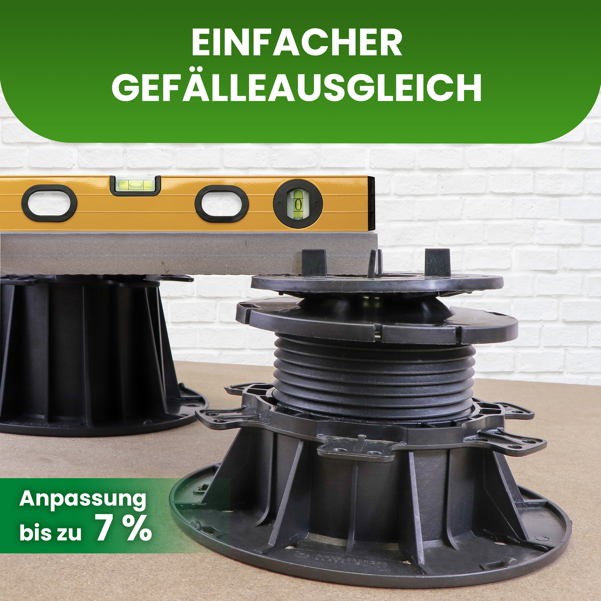3YDp9k7rd86vtA 1 Karton Plattenlager PRO mit Gefälleausgleich bis zu 7% für Terrassen-Platten Terrassenlager