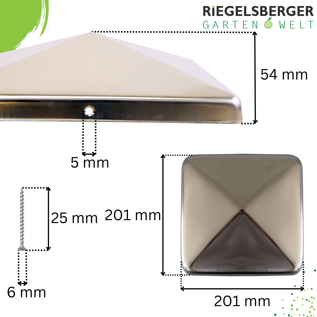 5dTDFJHRL4Jja8 Pfostenkappe Edelstahl Pyramide Zaunkappe Kappe für Pfosten V2A