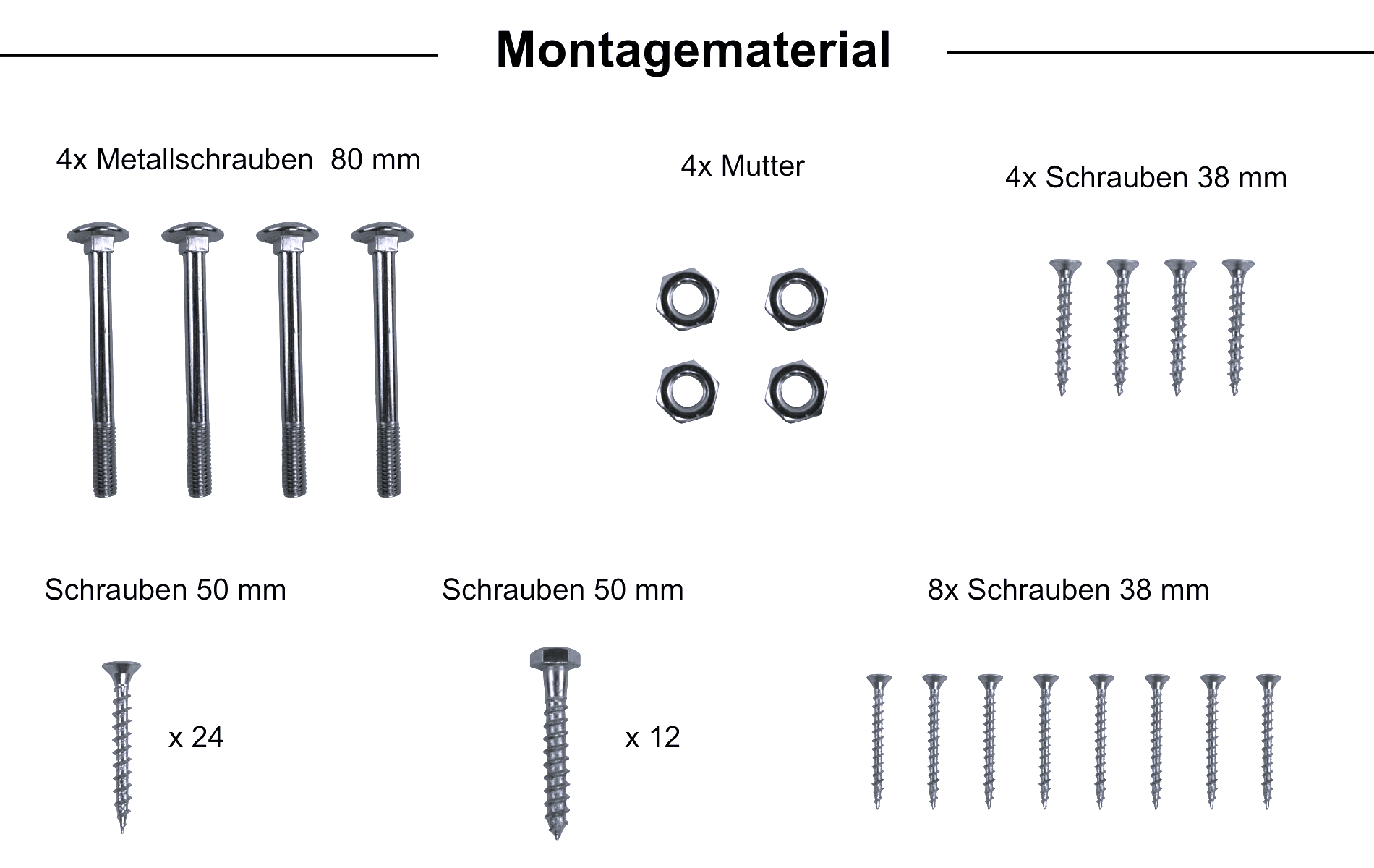 Schraubenset Doppeltorbeschlag-Set verzinkt Doppeltoruberwurf Bodenschieber Auflaufstutze Ladenbänder 600mm