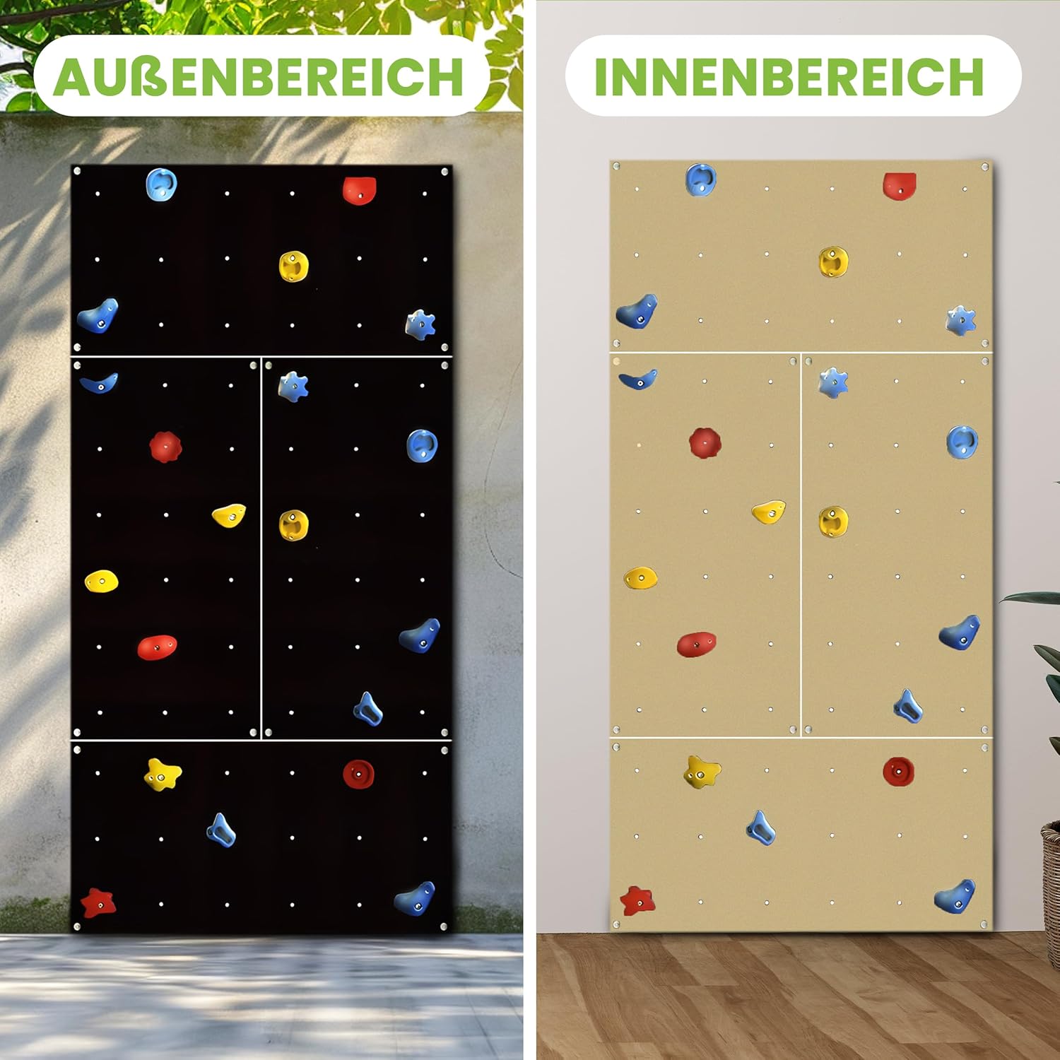 b572uiVMLA7SsB2 Kletterwand Indoor mit bunten Klettersteinen und Montagematerial für Kinder und Erwachsene