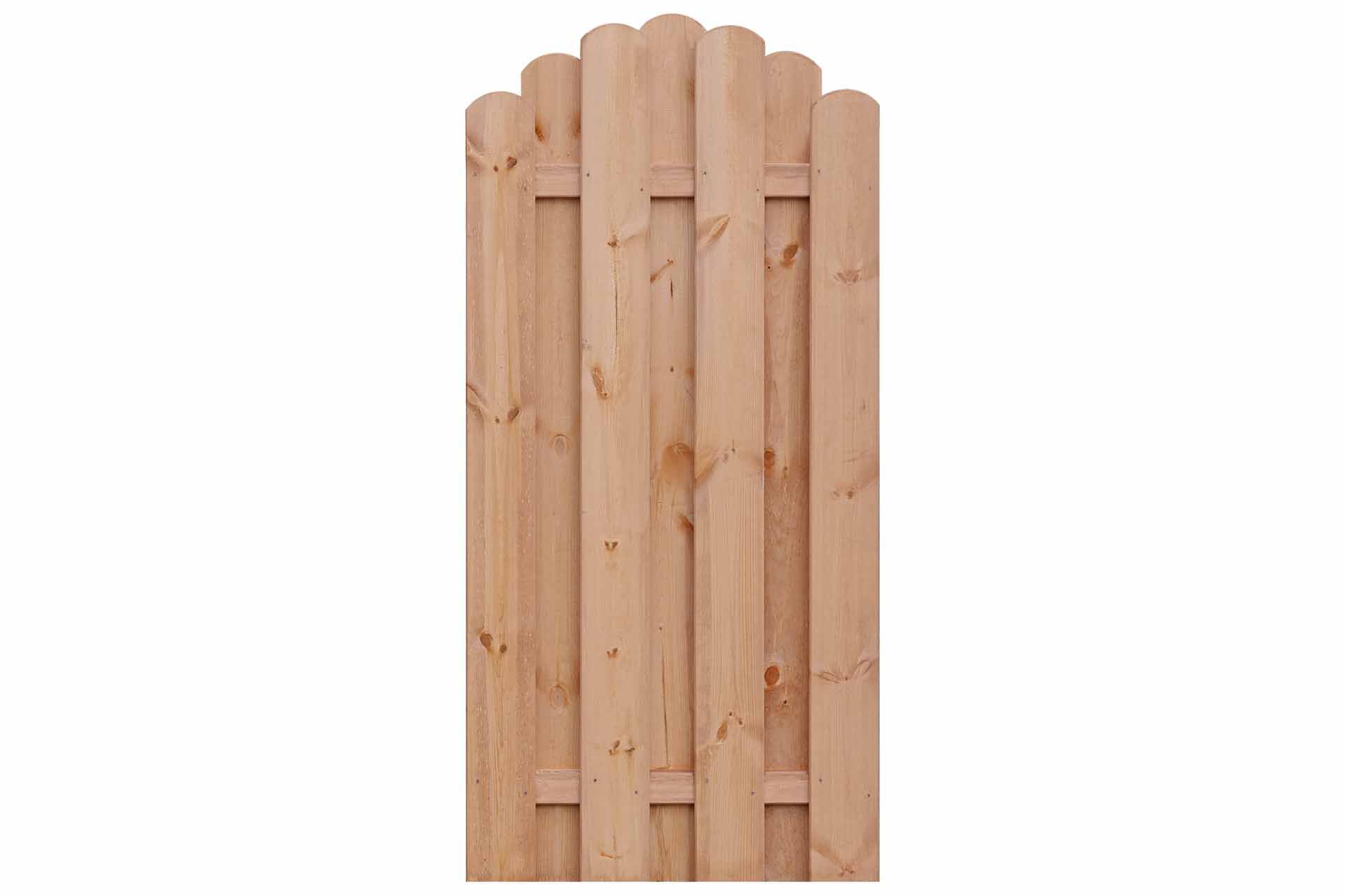 BOLEO-Laercheoptik-90x180-160 Sichtschutz BOLEO Bohlen-Zaun mit Bogen 90x180/160 cm Kiefer Lärchenoptik