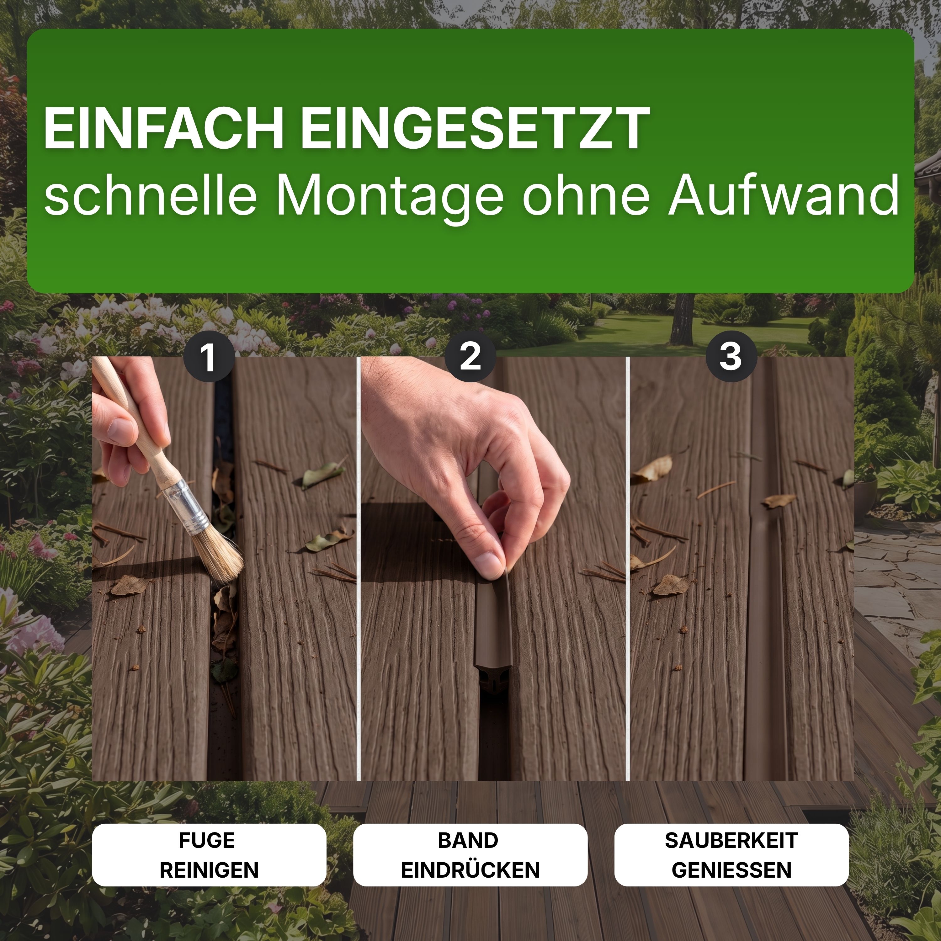 Terrassenfugenband 1 m 7–10 mm dunkelbraun aus TPE