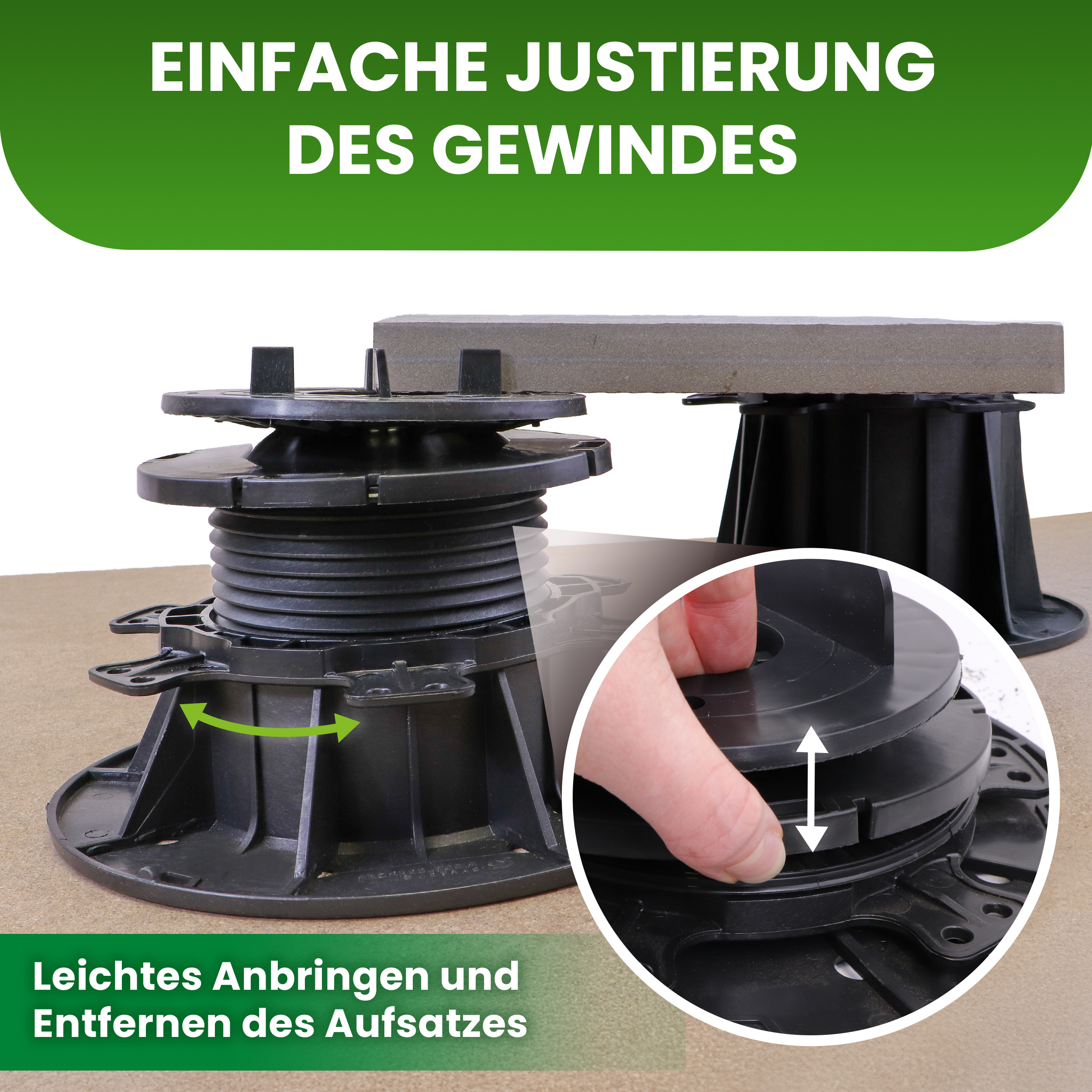 5mJl56LiWRGcak 1 Karton Plattenlager PRO mit Gefälleausgleich bis zu 7% für Terrassen-Platten Terrassenlager