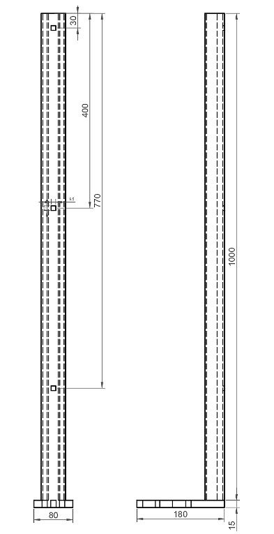 2w90ck8Nf7Rm4d Pitzl Balkonsäule BSP C-Profil 50x40x3 mm zum Andübeln feuerverzinkt Höhe