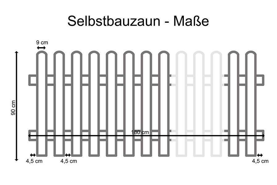 111L8Red9m4r1BEv Holzpaket für Vorgartenzaun aus Lärchenholz Holzzaun mit 2 Riegeln
