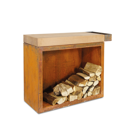 OFYR Butcher Block Storage 90 Corten Teakholz