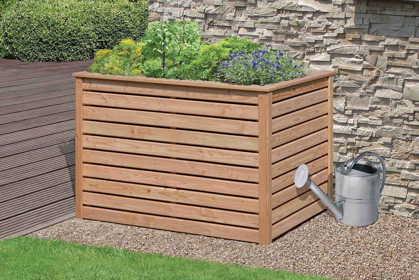 1HL6AezEc4qWlT Hochbeet L125 x H80 cm aus Lärchenholz 25x70 mm Pflanzkasten Kräuterbeet Garten
