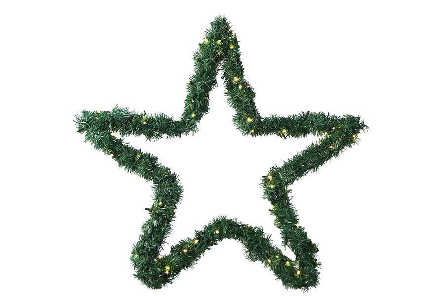 stern-mit-girlande-und-beleuchtung Girlanden-Stern mit LED-Beleuchtung warmweiß Lichterkette Stern Girlande