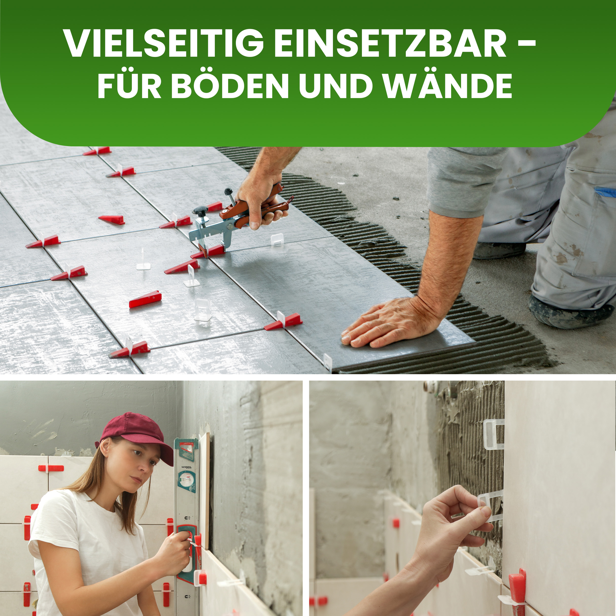 5jEzhsnQdi92Lh 100 Stück Fliesenkeile wiederverwendbare Montagekeile Kunststoff Nivelliersystem Verlegehilfe