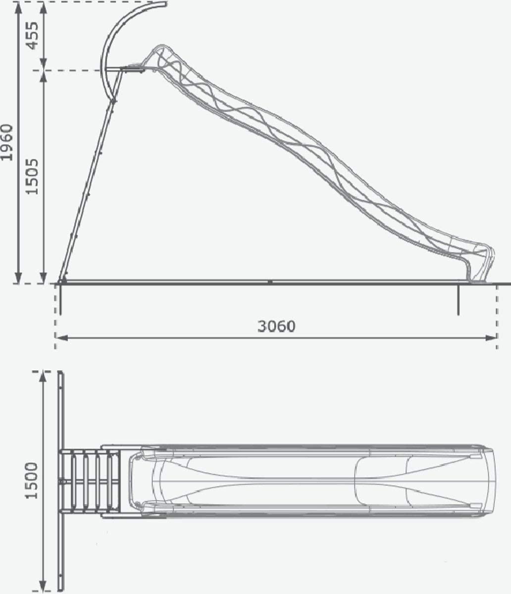 Freistehende Leiter aus Metall für Rutsche 290 cm oder 300 cm