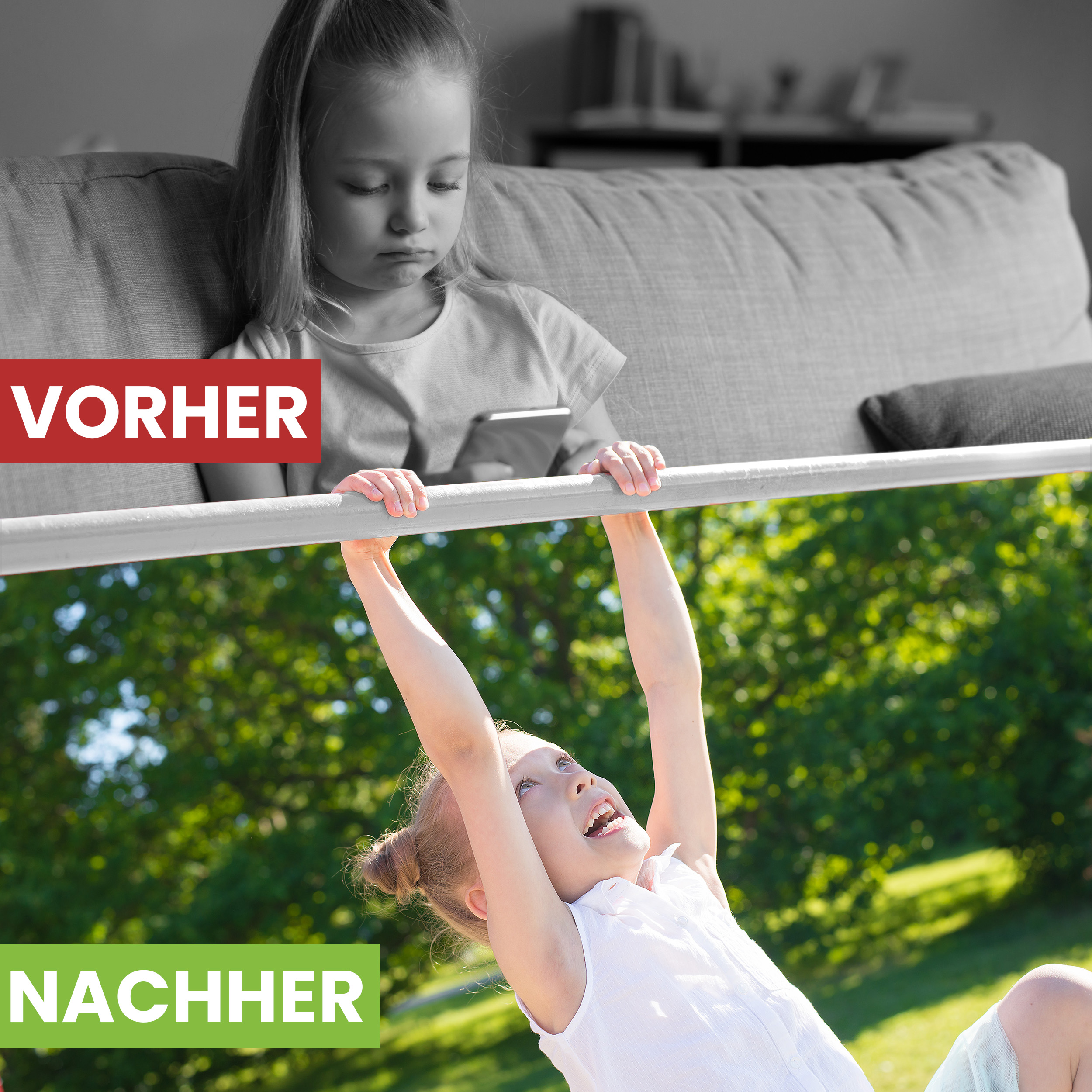 4wahKxKvC1mKkY Turnreck aus Kantholz Kiefer imprägniert mit Edelstahl-Reckstange und H-Anker