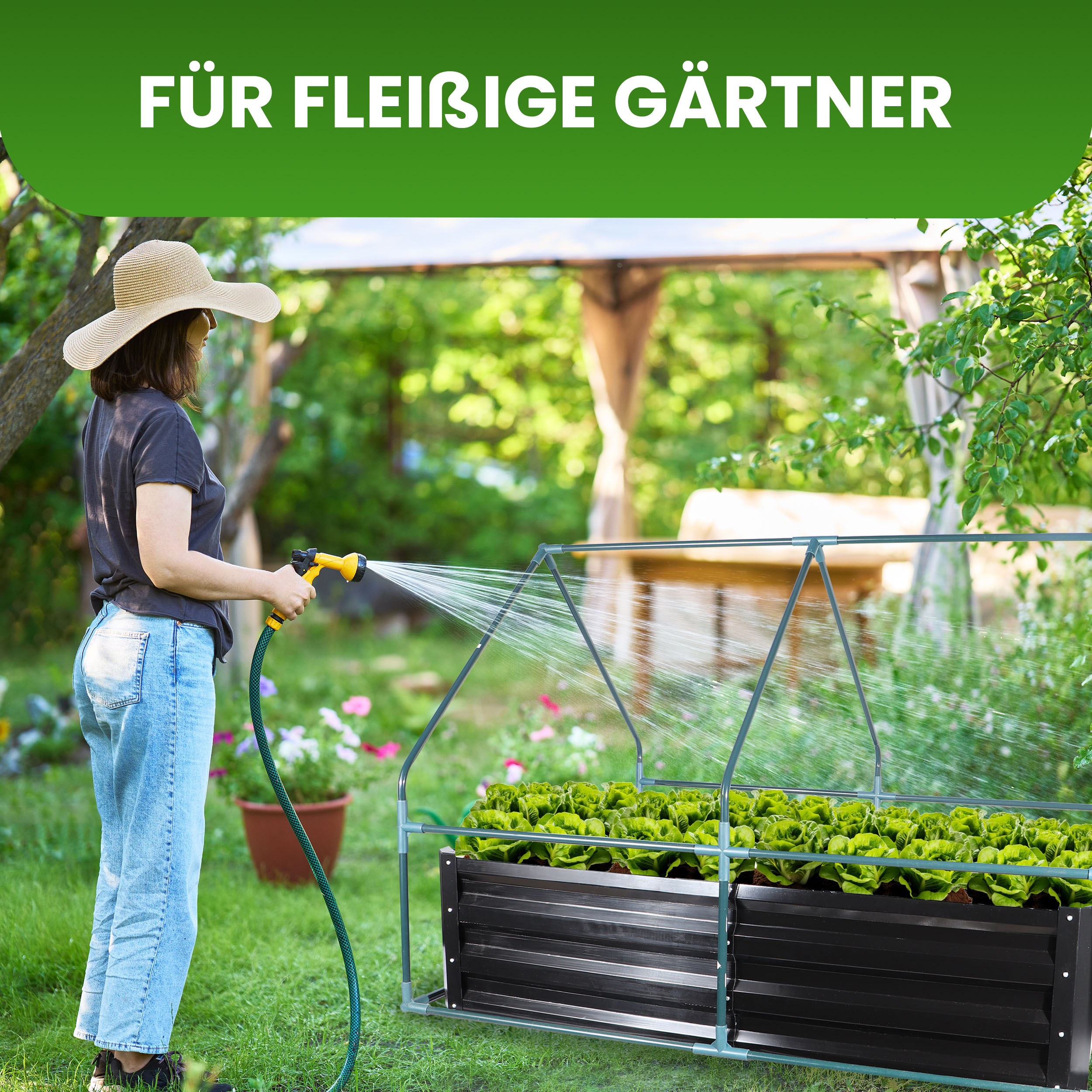 Metall-Pflanzkasten mit Frühbeet Foliengewächshaus Blumenkasten Metall-Pflanzkasten mit Frühbeet Foliengewächshaus Blumenkasten