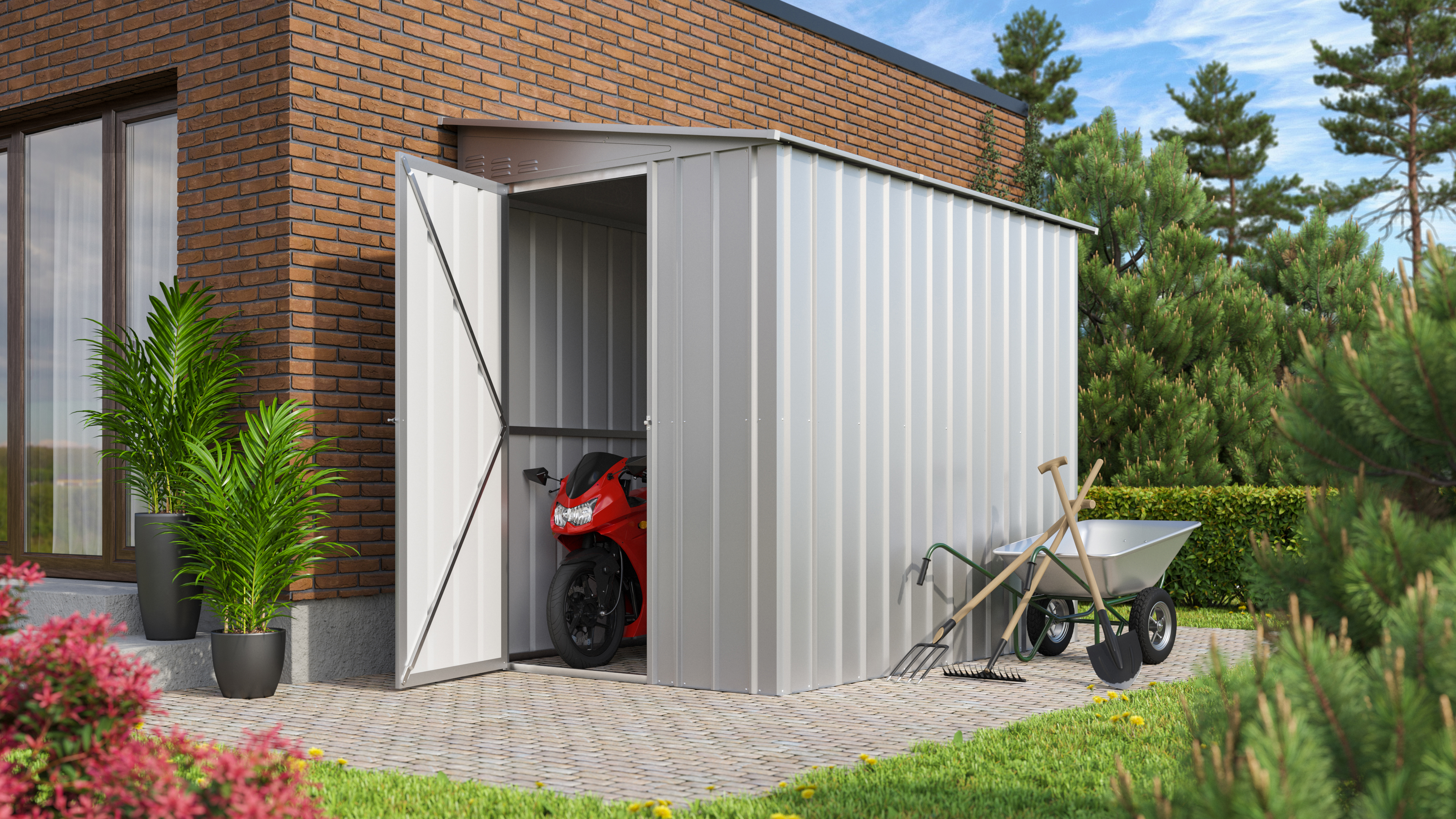 MGH_WandZierde_LeanTo_58_silber-metallic_40003249_02 Gerätehaus Wand-Zierde „LeanTo“ 58 H178, silber metallic