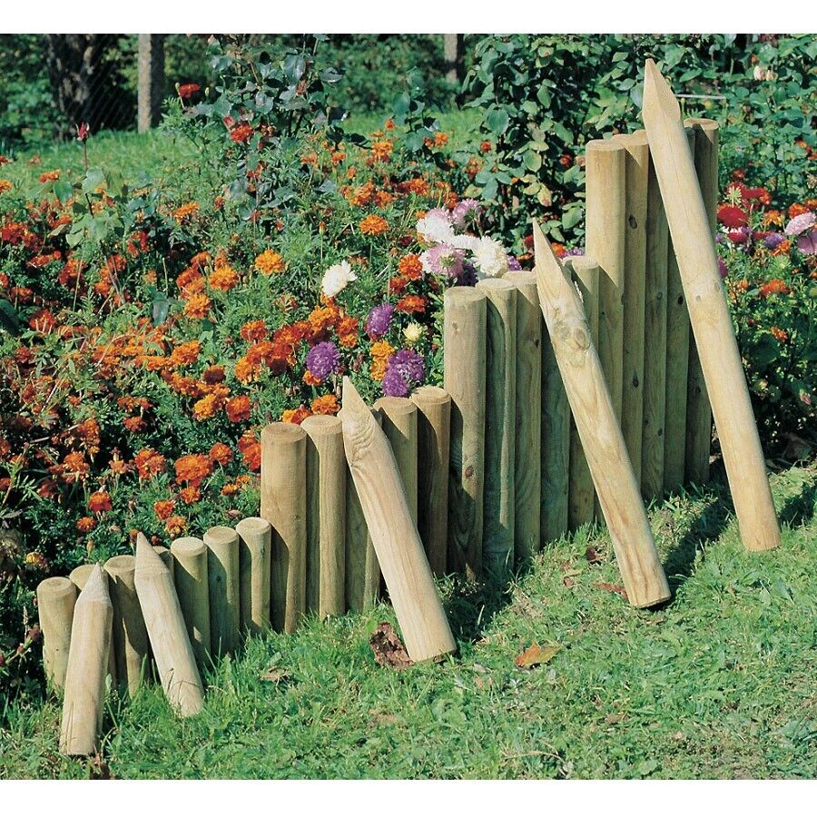 s-l1600uKvXIePrbFUQm Palisaden Ø 6 und 8 cm Beetumrandung verschiedene Längen Rasenkante Holz-Pfosten KDI Pfahl