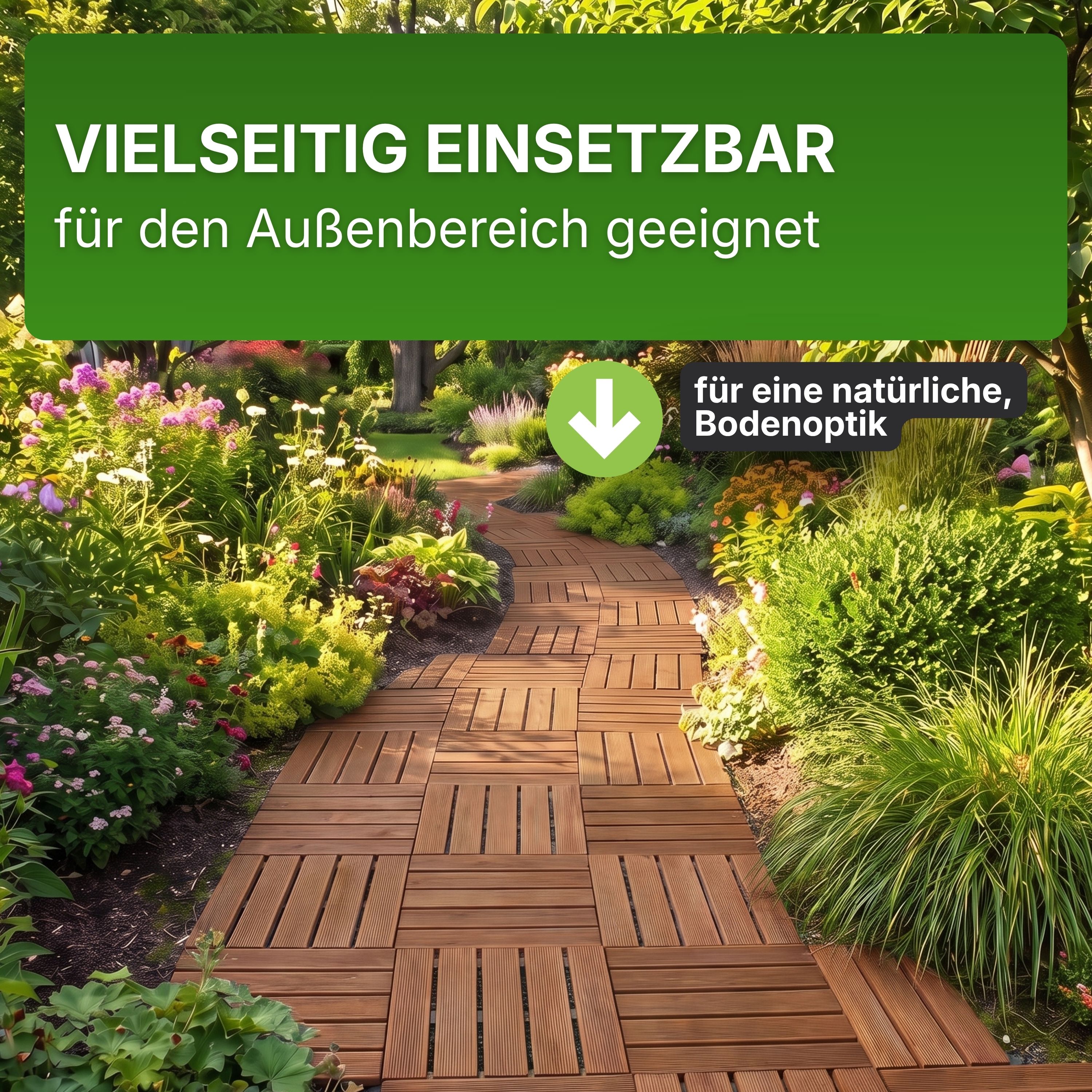 Terrassenfliese aus Kiefernholz BRAUN imprägniert 50x50cm Holzfliese Balkonfliese Fliese Terrasse
