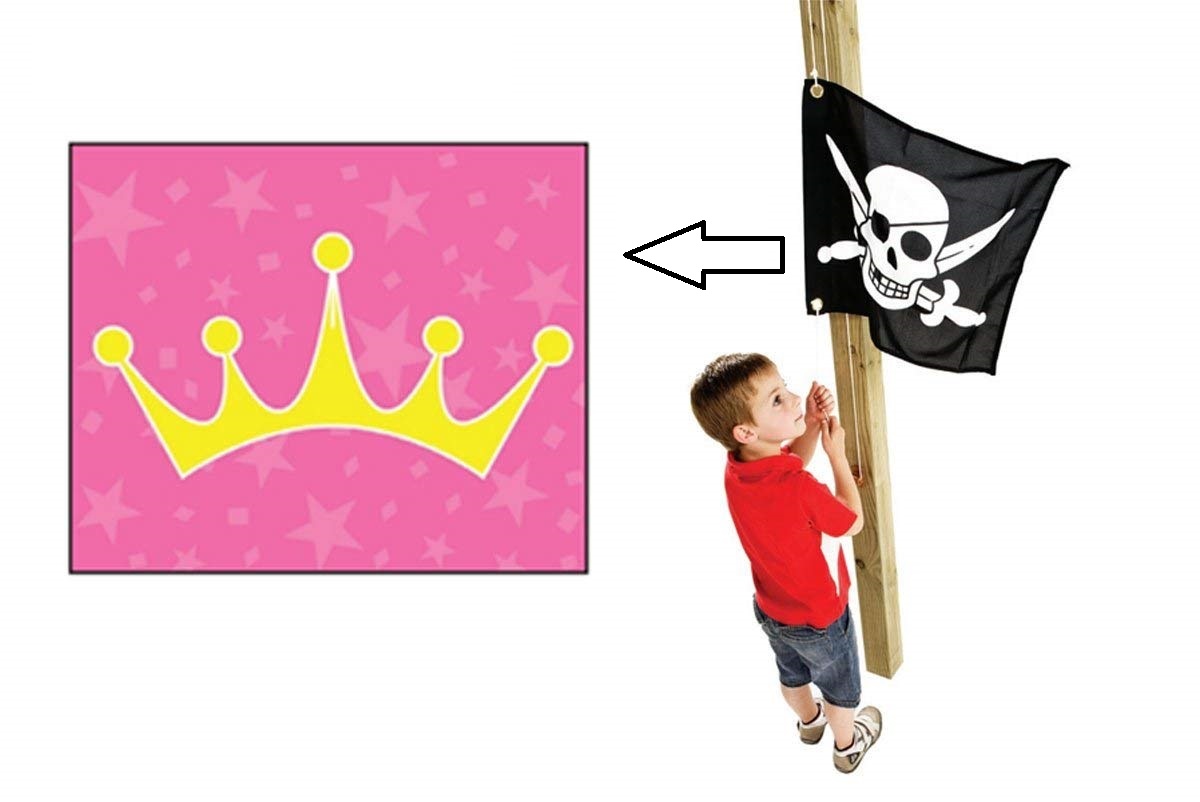 S-8_FahnevdVRSchnJSiBw Fahne mit Hiss-System PRINZESSIN zur Anbringung an Spieltürmen Klettertürmen Stelzenhäusern