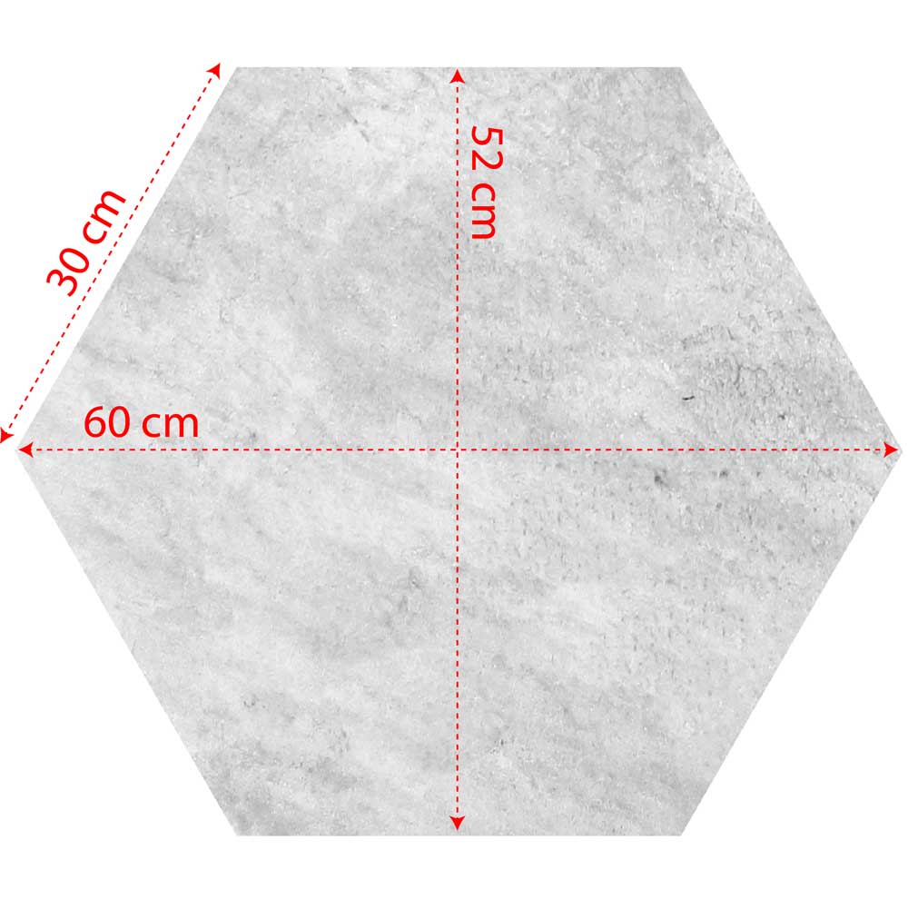 Quarzite-Bianca KERAMIKPLATTE ESAGONO QUARZITE BIANCA NATURAL Ø 60-52x2 cm FEINSTEINZEUG MODERN 16,10 m², 70 STK.