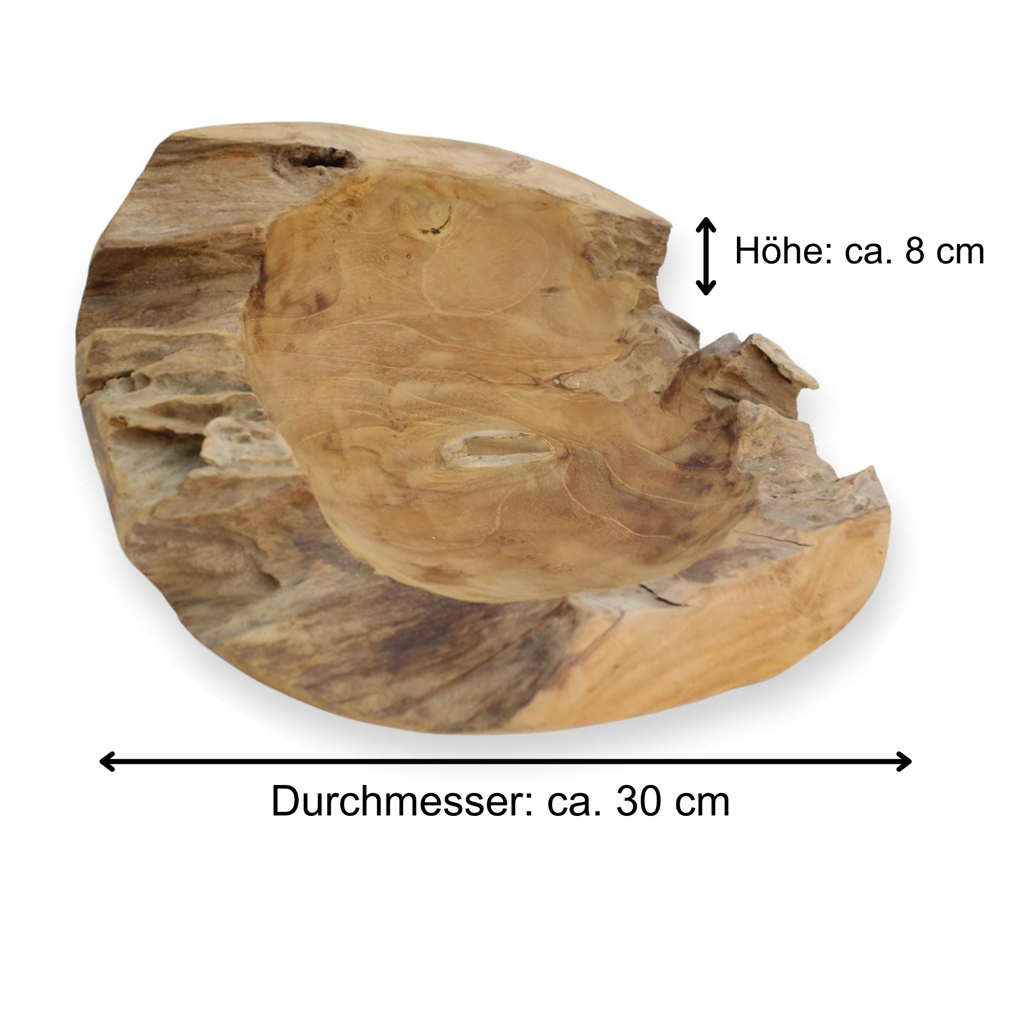 Kein-Titel-21-x-29-7-cm-21-x-21-cm Schale Teak Holzschale Massiv Teakholz Natur Unikat Deko Rustikal