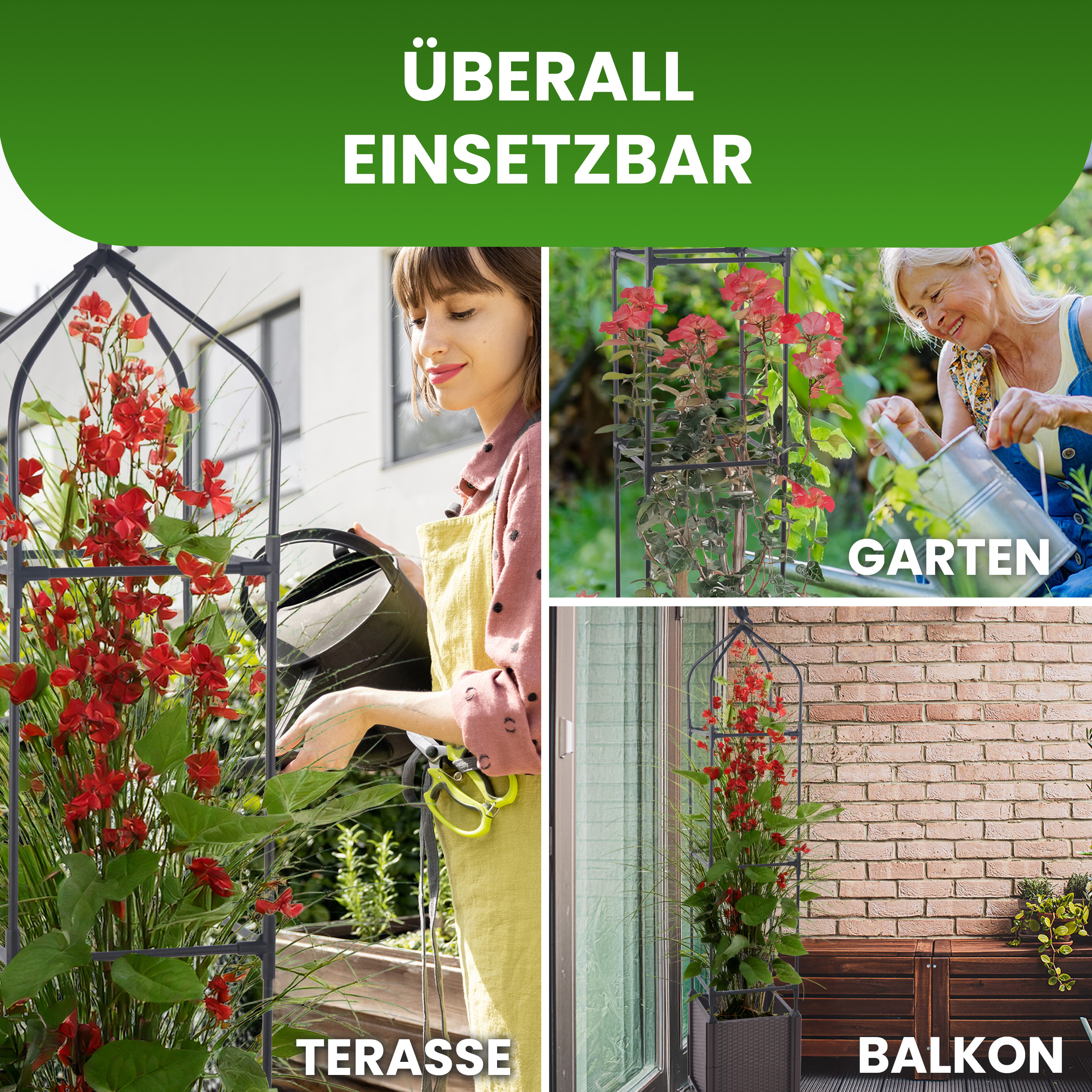 Blumenkasten Set mit Rankhilfe 3 Ebenen 30x30xH160 cm Pflanzgefäß für Garten Terrasse Blumenkasten Set mit Rankhilfe 3 Ebenen 30x30xH160 cm Pflanzgefäß für Garten Terrasse