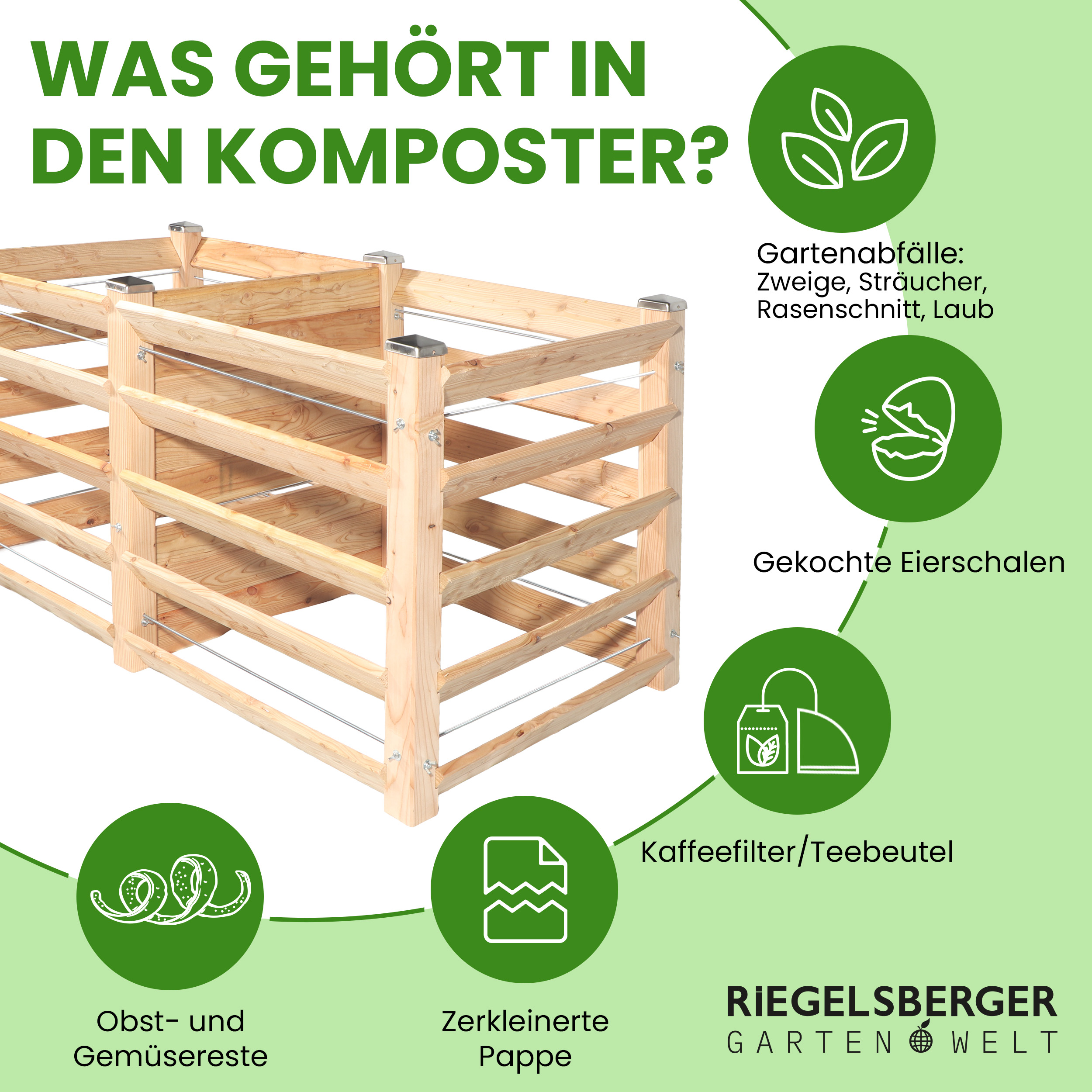 Moderner Komposter Duo 120x233xH80 cm aus Lärchenholz Massivholz Steckkomposter Kompostsilo Holzkomposter