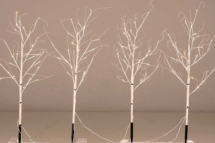 weisse-led-baeume-weihnachten Lichterbäume 120 cm 5er-Set Baum LED warmweiß Lichterkette mit Erdspieß außen