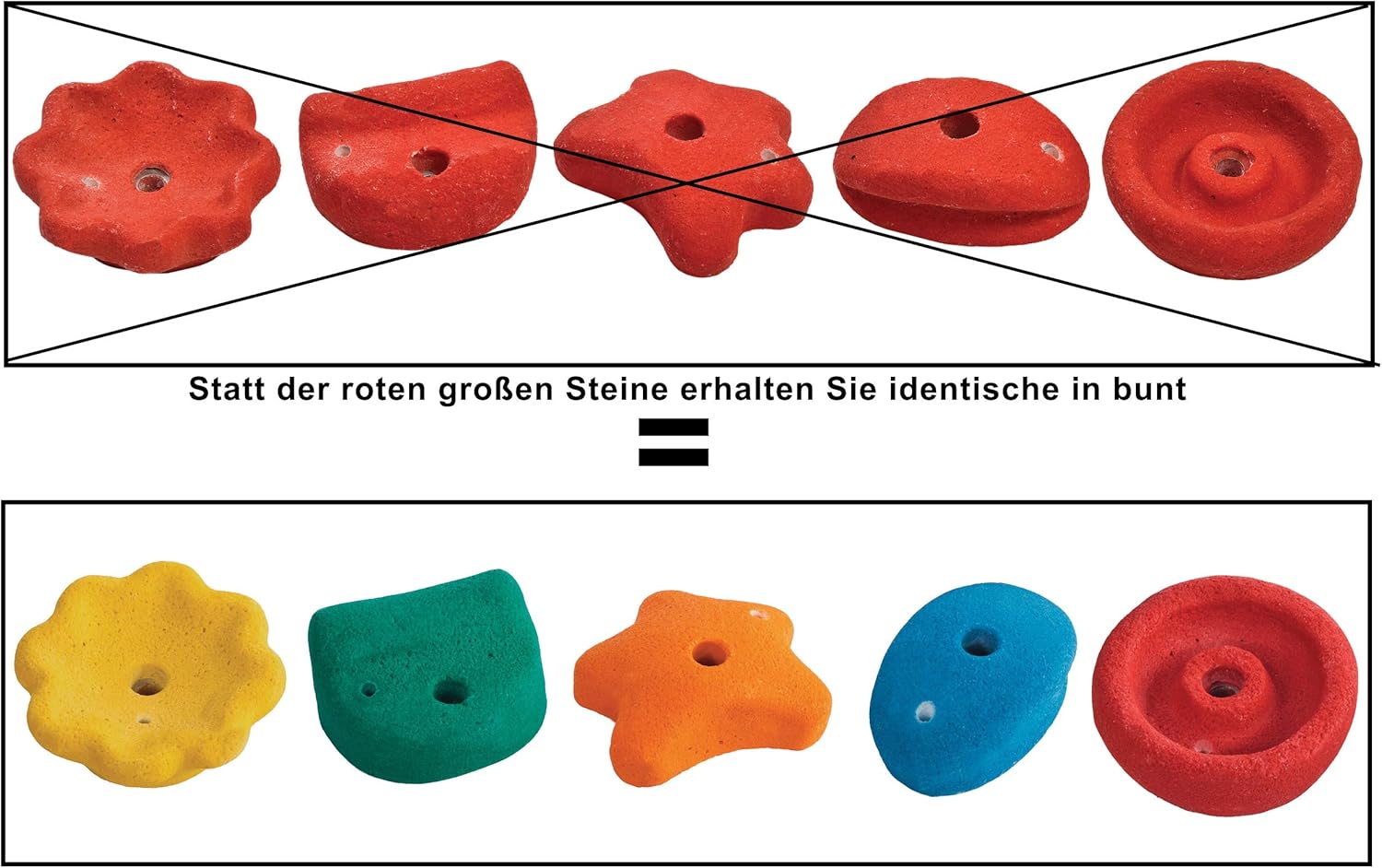 b4XwJziCJlOUttk Kletterwand Outdoor mit bunten Klettersteinen und Montagematerial für Kinder und Erwachsene