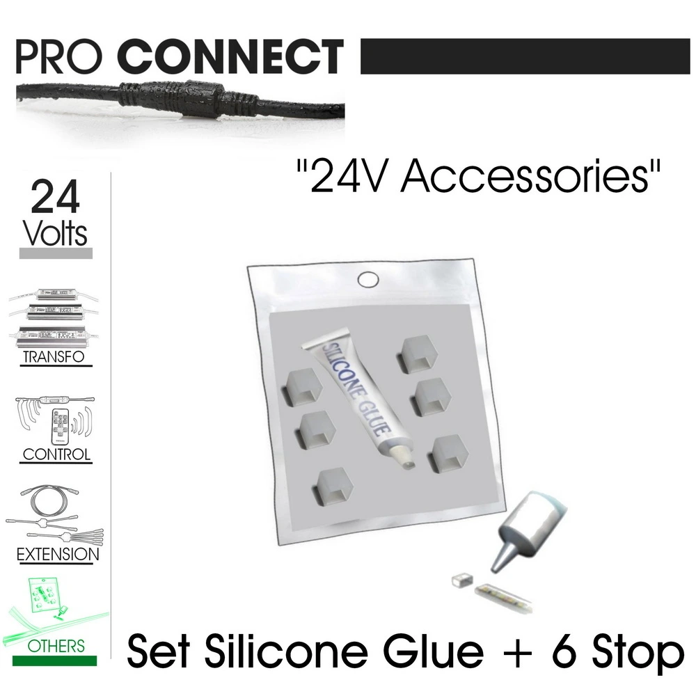 Set mit 6 Silikon-Abschlusskappen 1 cm und wasserfestem Silikonkleber für LED-Streifen