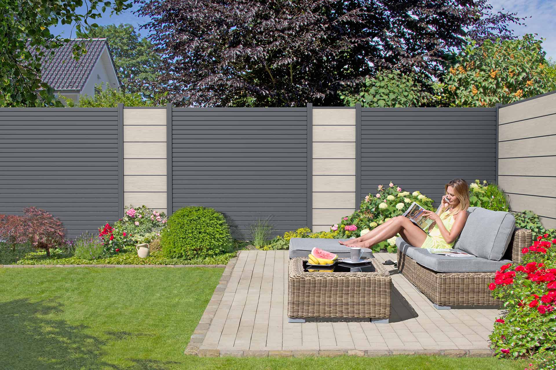 EF-52541-53140-B ALU Rhombuszaun 60x180 cm anthrazit Sichtschutz